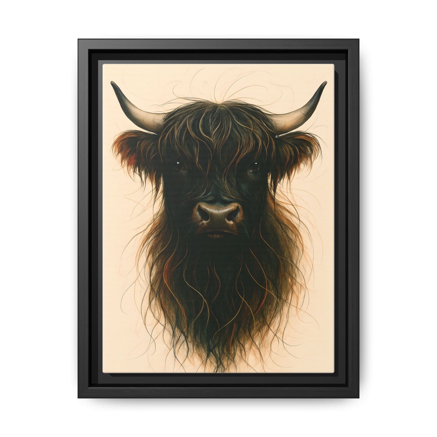 Framed Highland Cow Art Print (Black), Rustic Home Decor, Animal Wall Art, Farmhouse Style, Gift for Cow Lovers