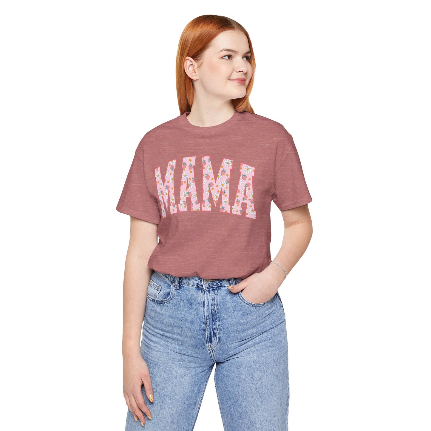 Vintage Floral 2 Mama Tee with a Bow, Gift for Moms, Casual Summer Top, Boho Style Apparel, Unique Mother's Day Gift