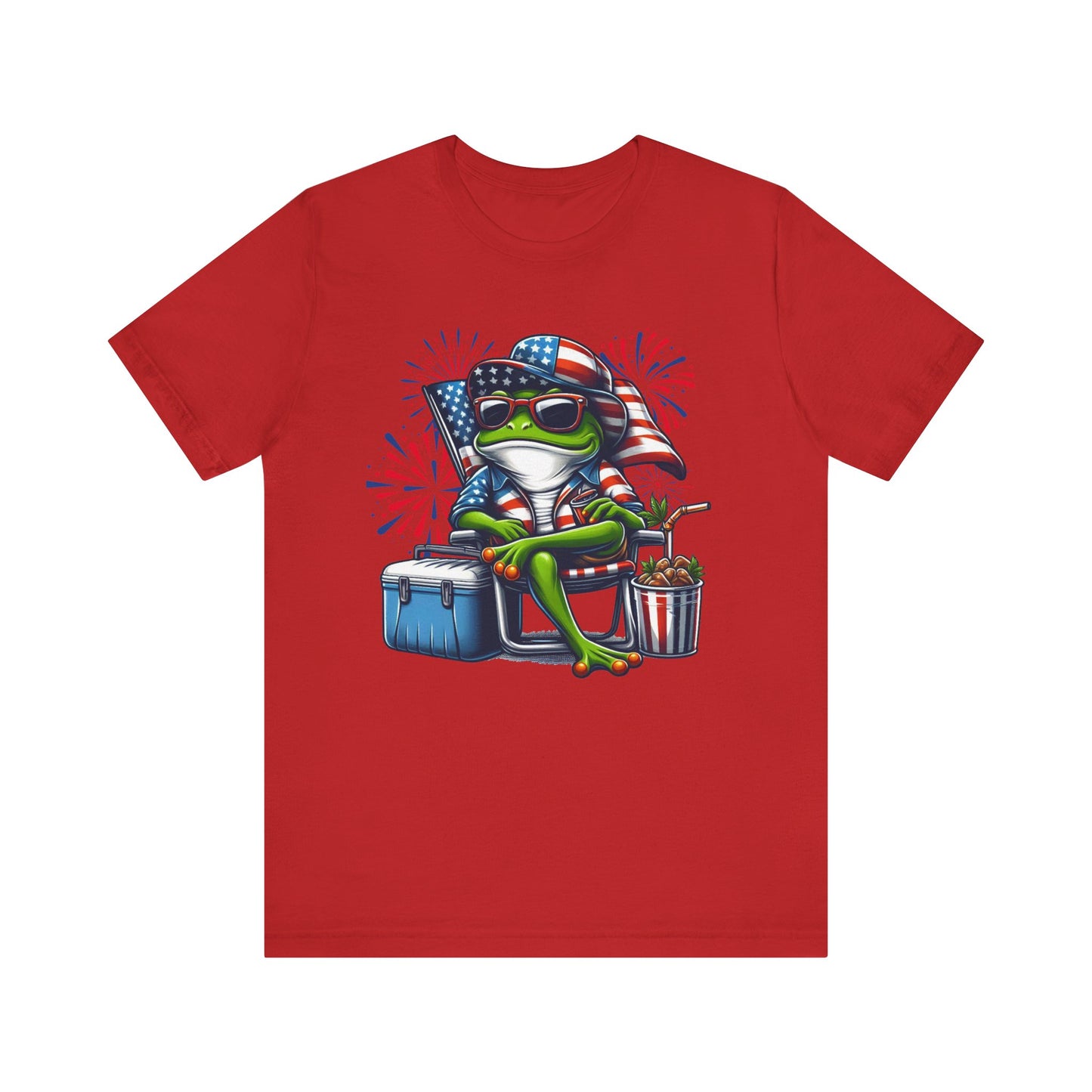 Patriotic Frog Graphic Tee, Fun Summer T-Shirt, Holiday Apparel, 4th of July Shirt