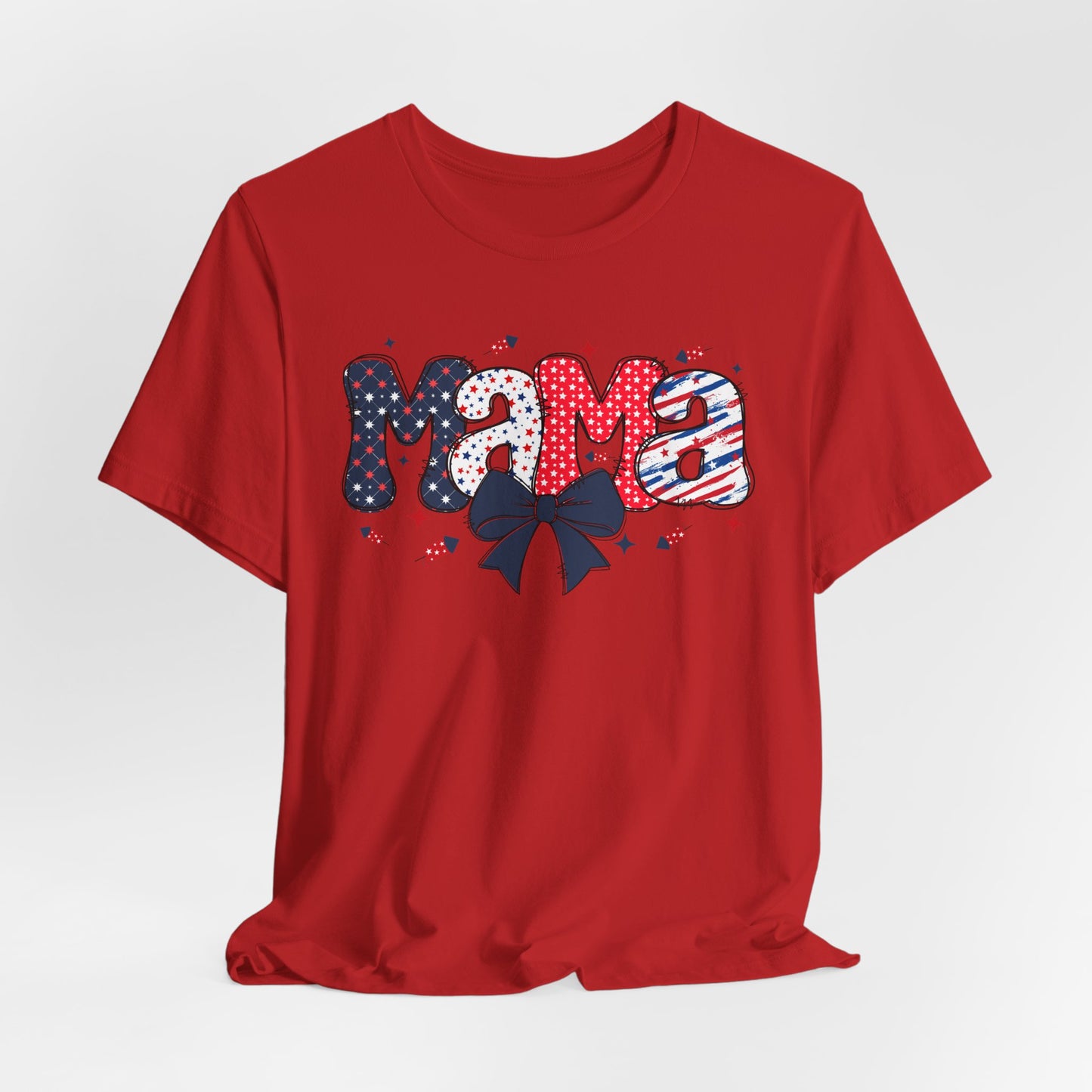 Mama Patriotic Graphic Tee, Fun Summer T-Shirt, Holiday Apparel, 4th of July Shirt