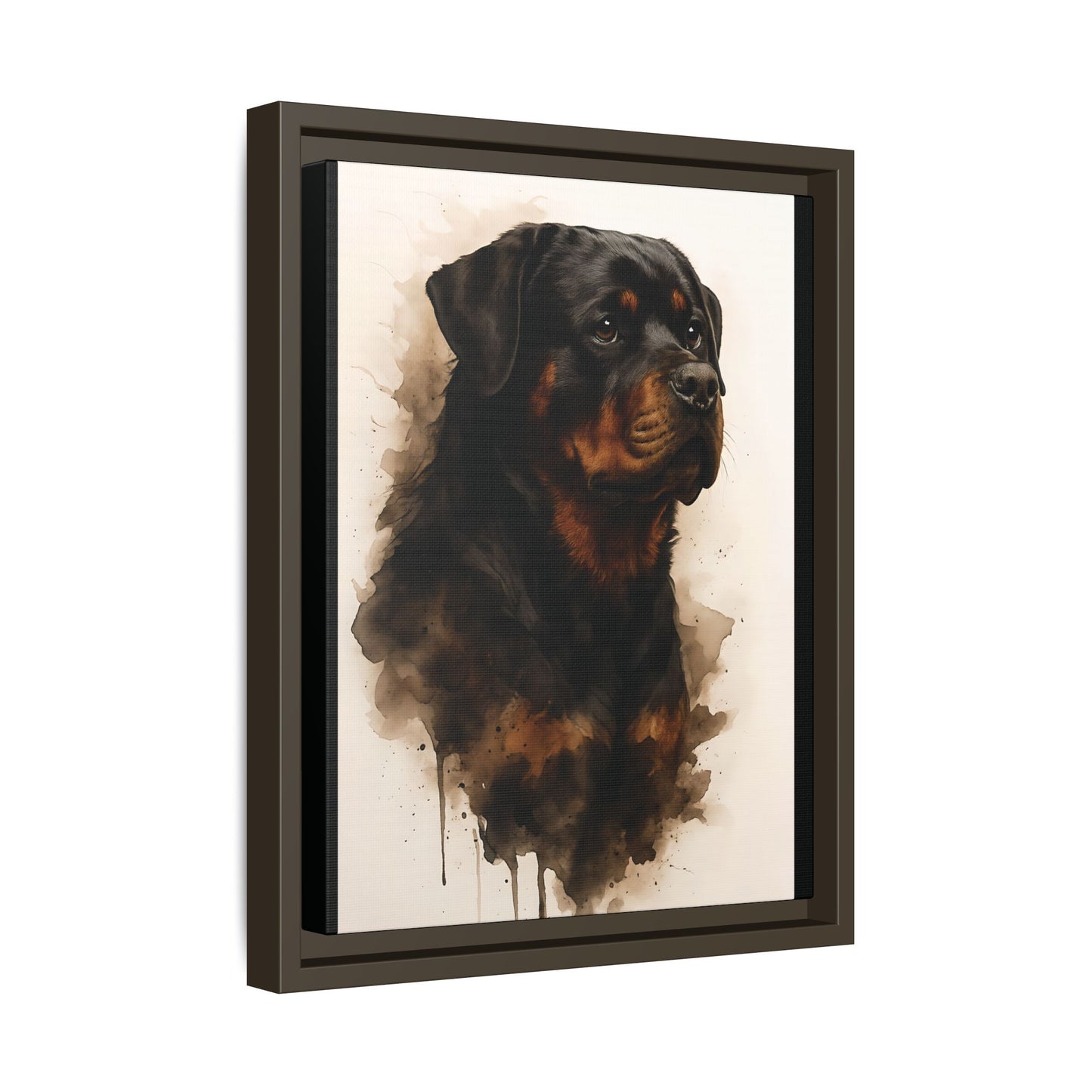 Rottweiler Portrait Wall Art - Framed Matte Canvas Print