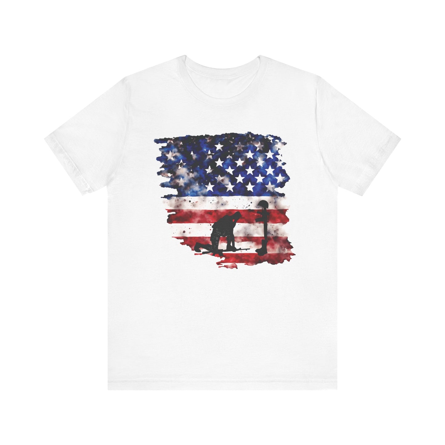 Kneeling Soldier with Flag Memorial Day Tee