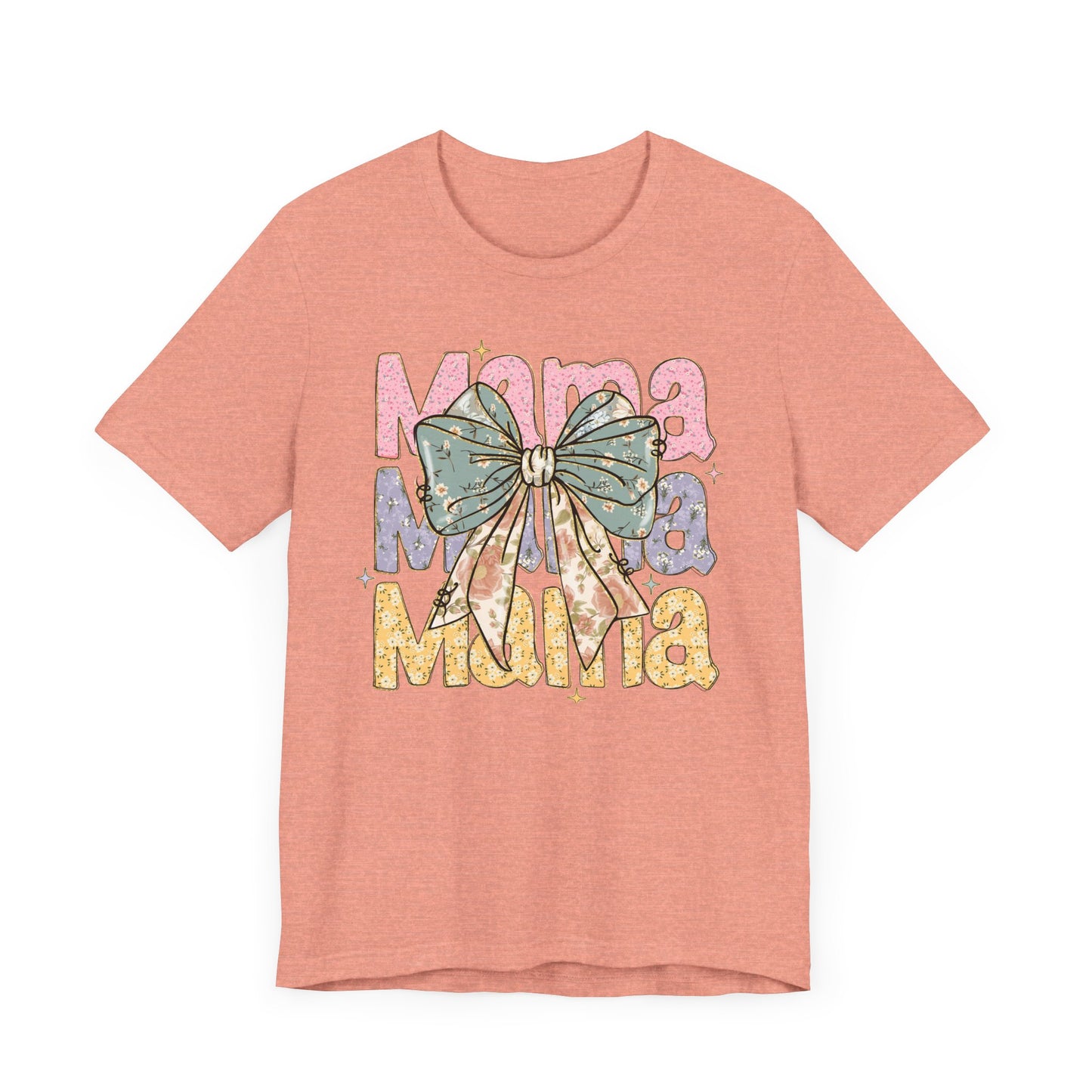 Color block Mama Tee with a Bow, Gift for Moms, Casual Summer Top, Boho Style Apparel, Unique Mother's Day Gift