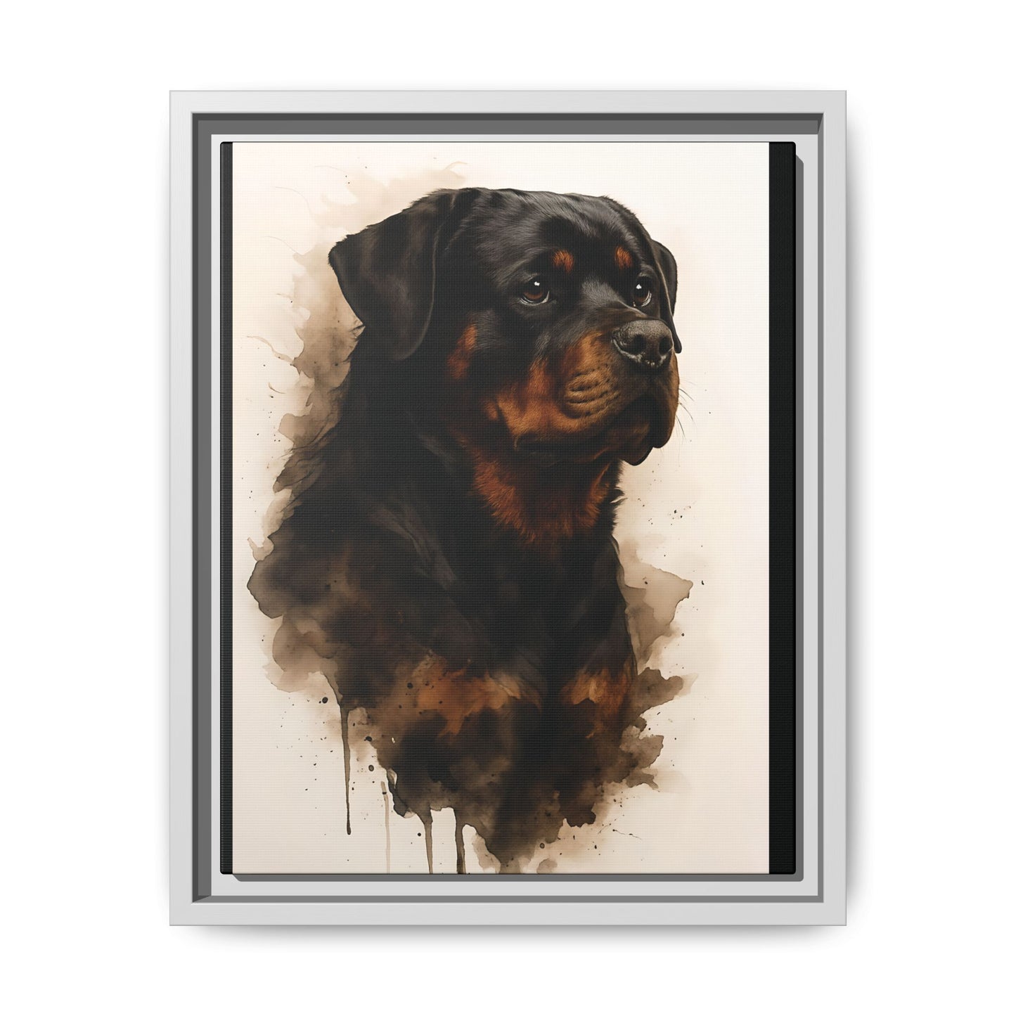 Rottweiler Portrait Wall Art - Framed Matte Canvas Print