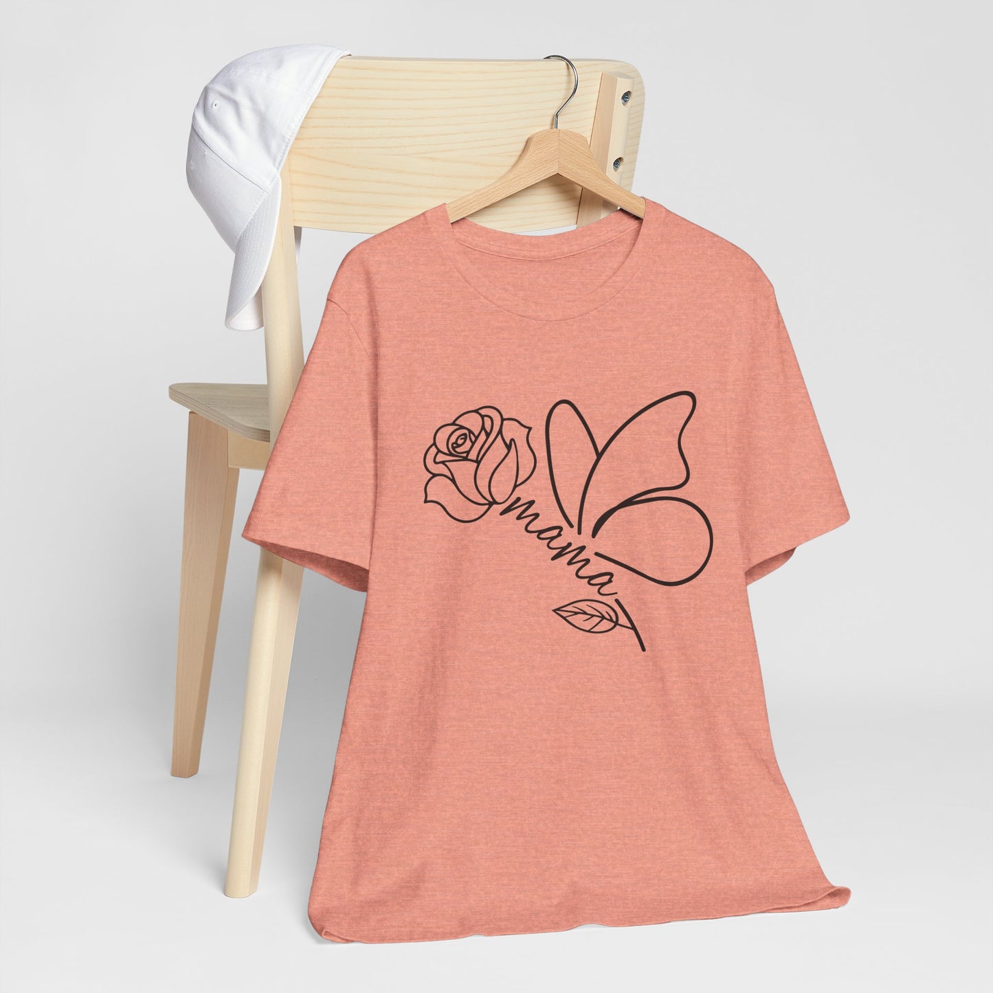 Butterfly Rose Mama Tee, Gift for Moms, Casual Summer Top, Boho Style Apparel, Unique Mother's Day Gift