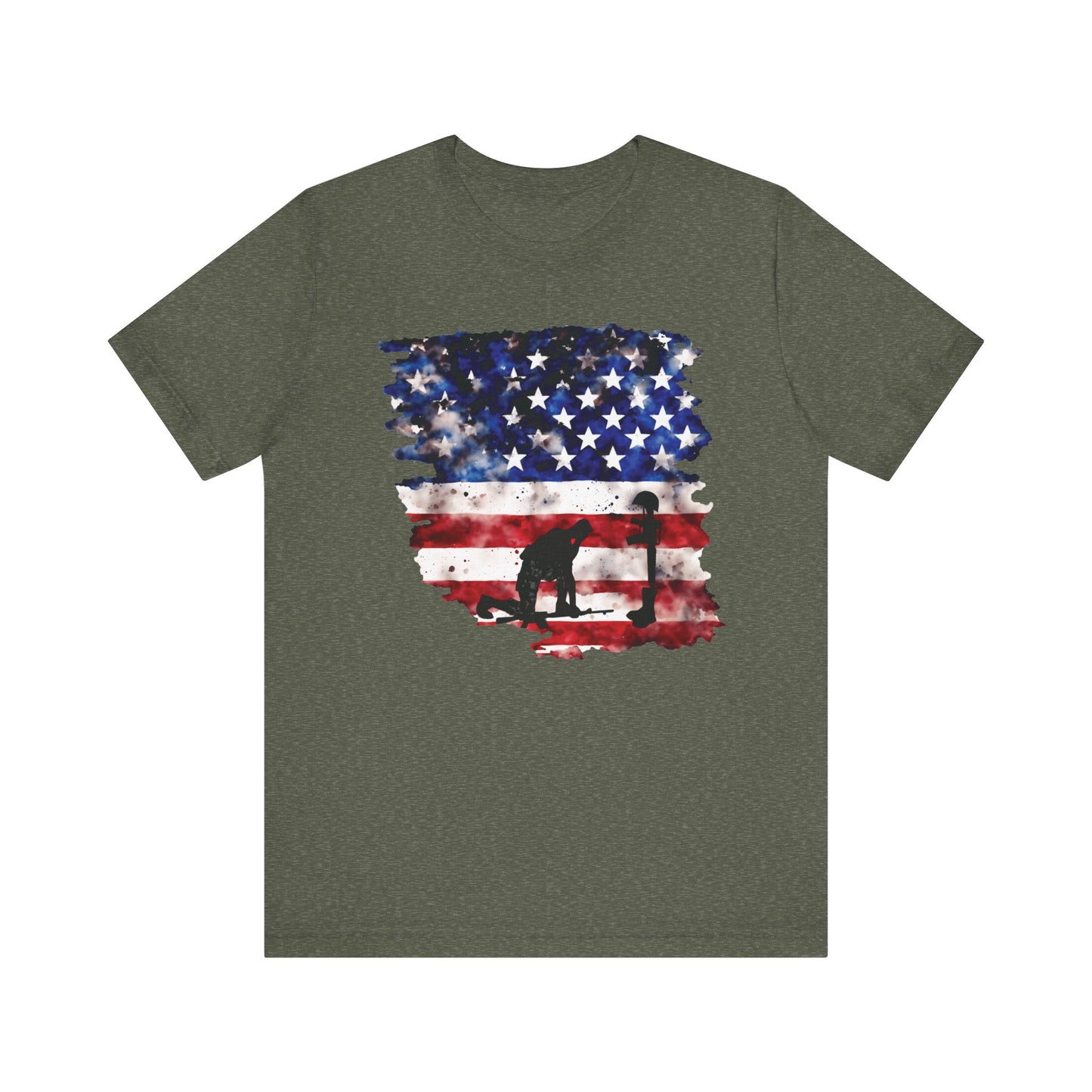 Kneeling Soldier with Flag Memorial Day Tee
