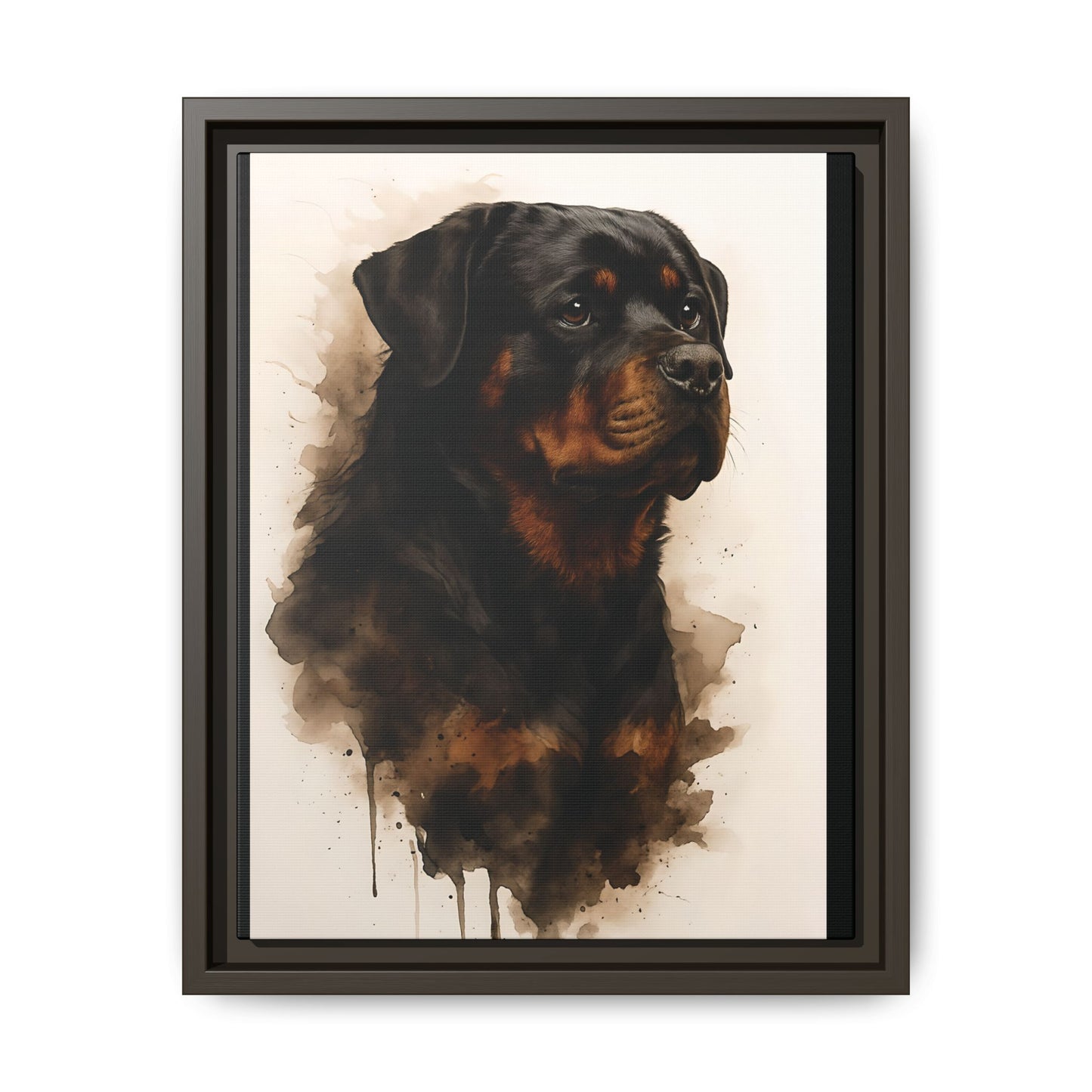 Rottweiler Portrait Wall Art - Framed Matte Canvas Print