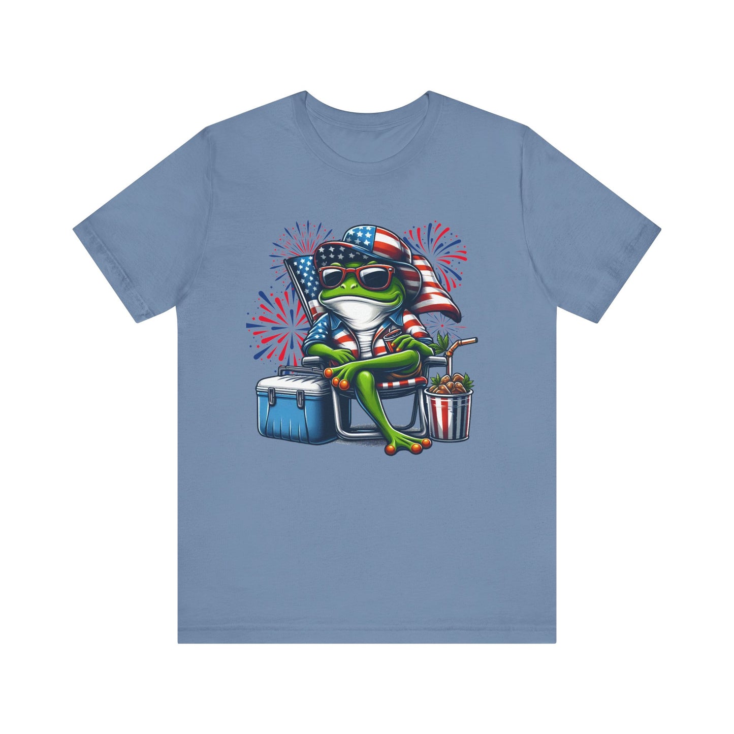 Patriotic Frog Graphic Tee, Fun Summer T-Shirt, Holiday Apparel, 4th of July Shirt