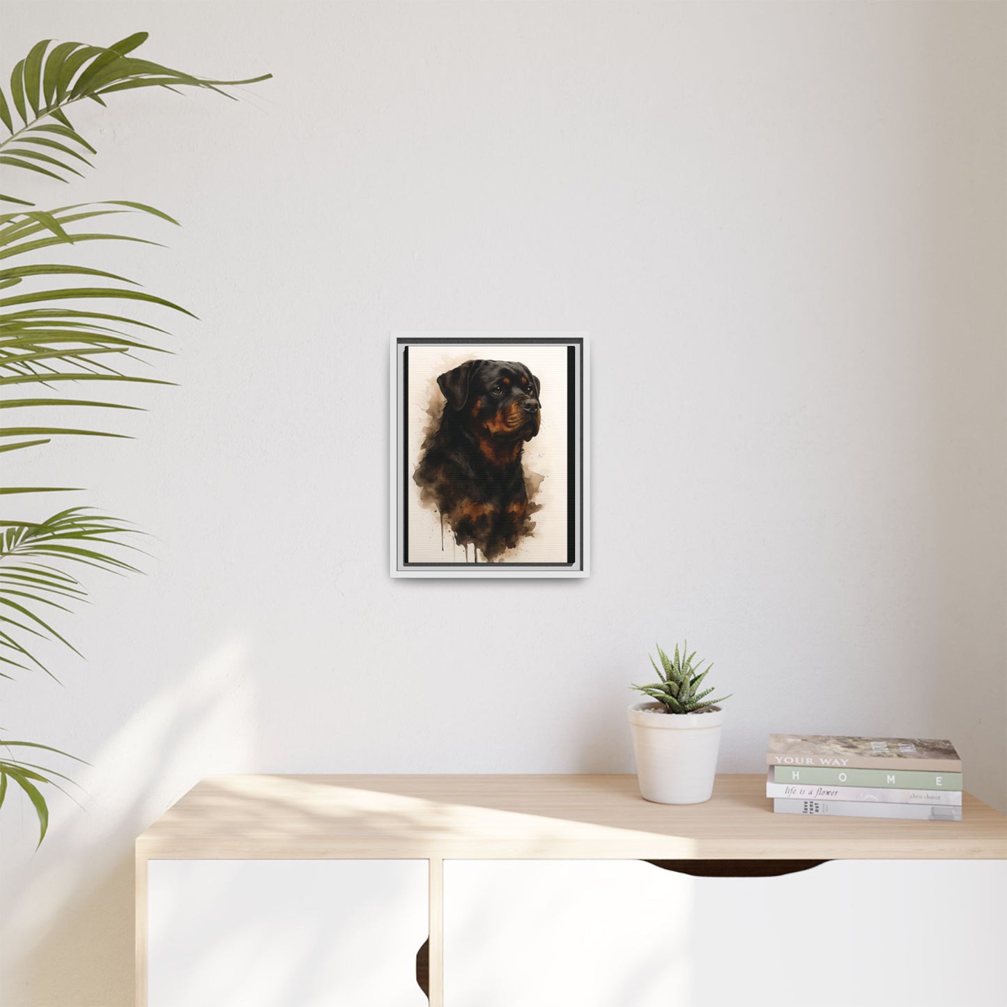 Rottweiler Portrait Wall Art - Framed Matte Canvas Print