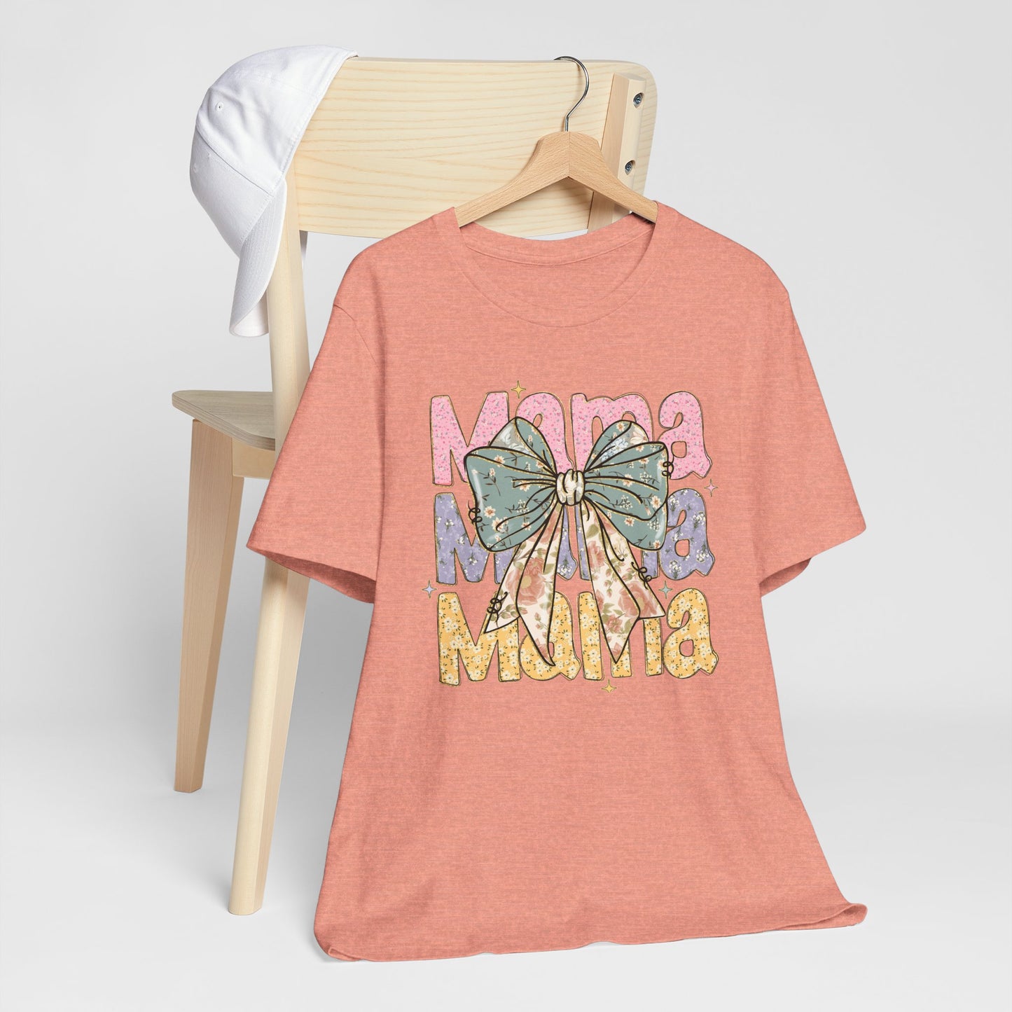 Color block Mama Tee with a Bow, Gift for Moms, Casual Summer Top, Boho Style Apparel, Unique Mother's Day Gift