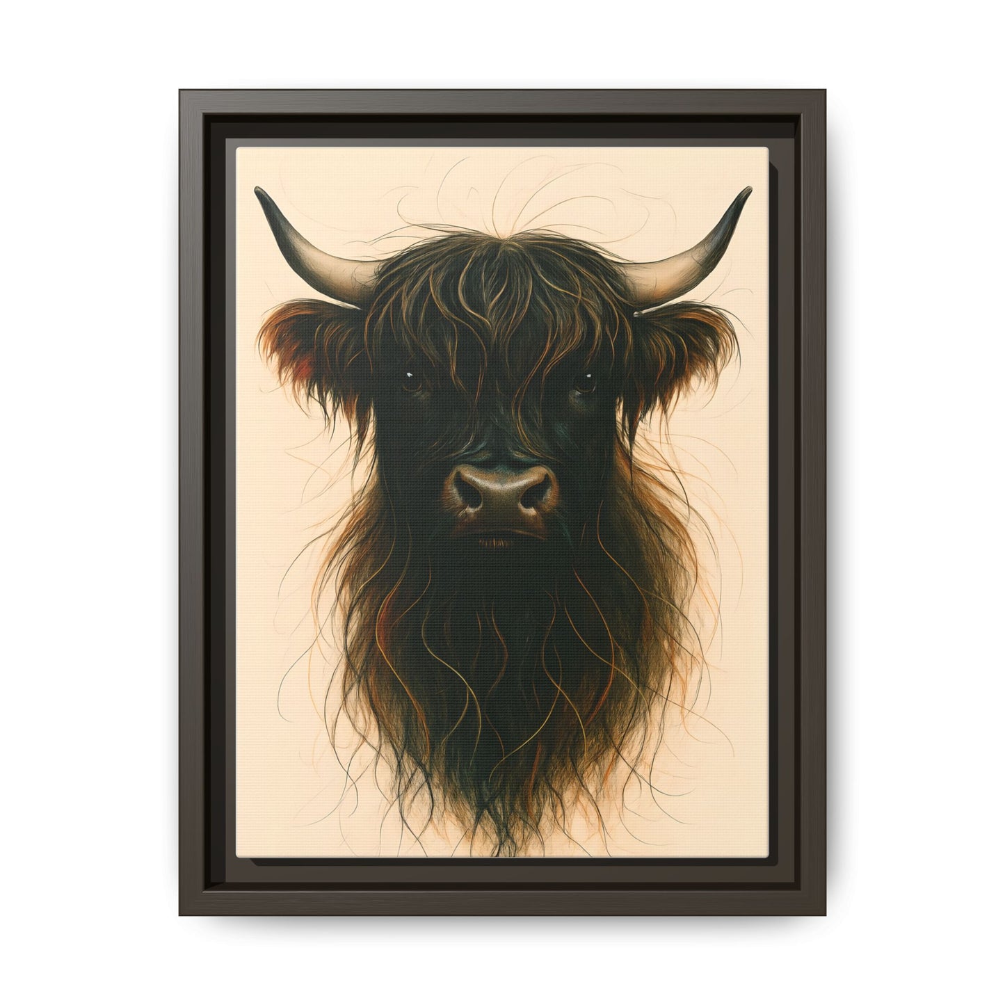 Framed Highland Cow Art Print (Black), Rustic Home Decor, Animal Wall Art, Farmhouse Style, Gift for Cow Lovers
