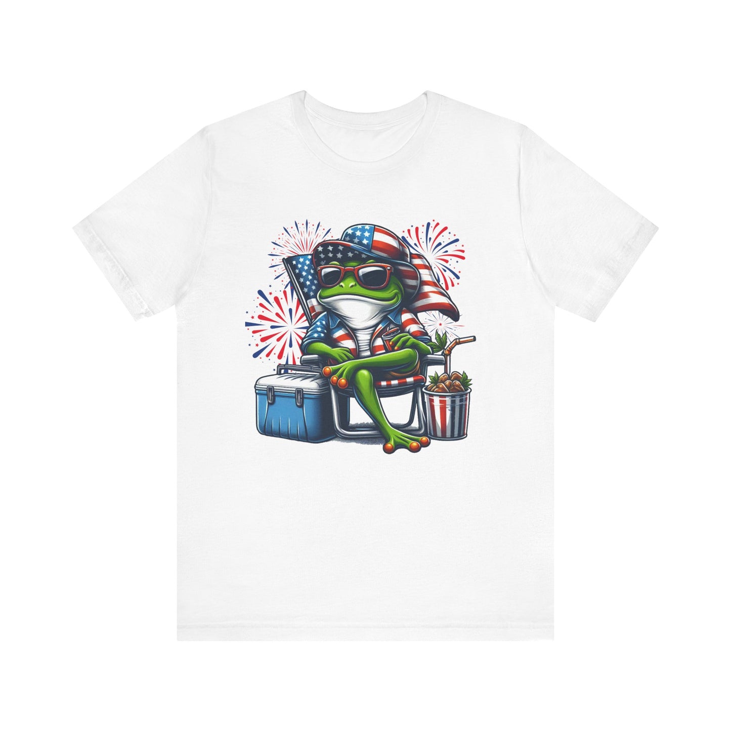 Patriotic Frog Graphic Tee, Fun Summer T-Shirt, Holiday Apparel, 4th of July Shirt