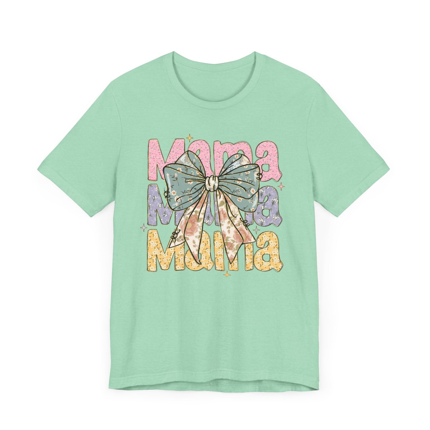 Color block Mama Tee with a Bow, Gift for Moms, Casual Summer Top, Boho Style Apparel, Unique Mother's Day Gift