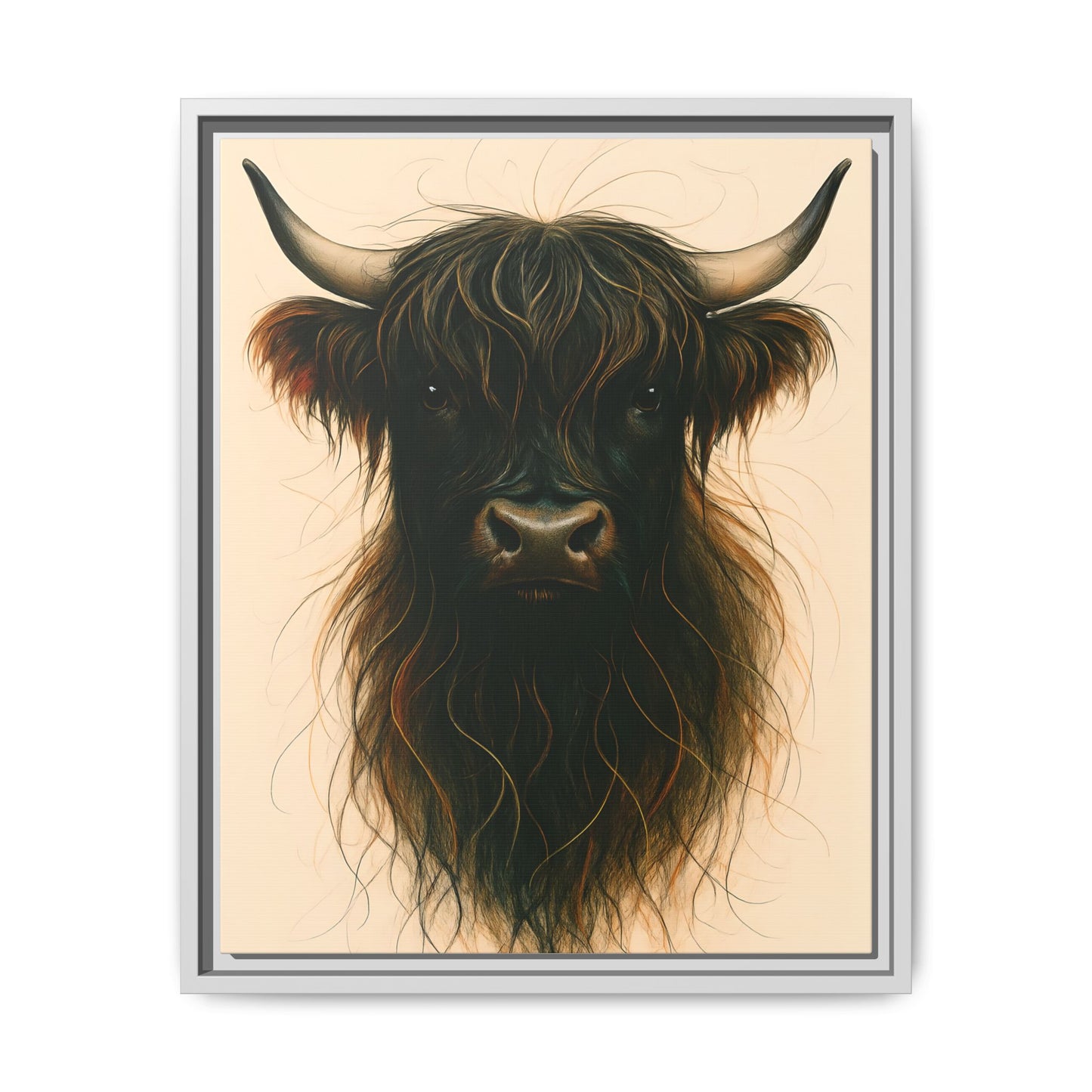 Framed Highland Cow Art Print (Black), Rustic Home Decor, Animal Wall Art, Farmhouse Style, Gift for Cow Lovers