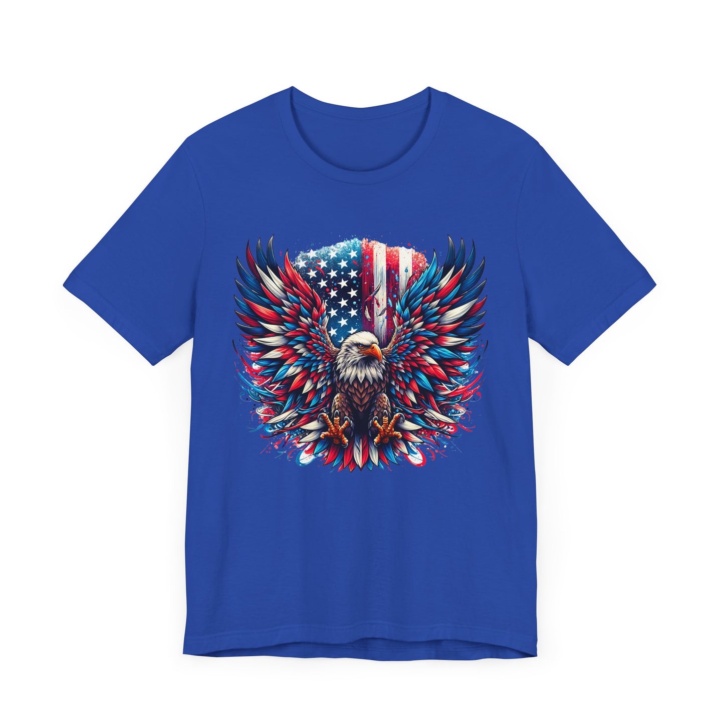 Eagle with US Flag Patriotic Graphic Tee, Fun Summer T-Shirt, Holiday Apparel, 4th of July Shirt