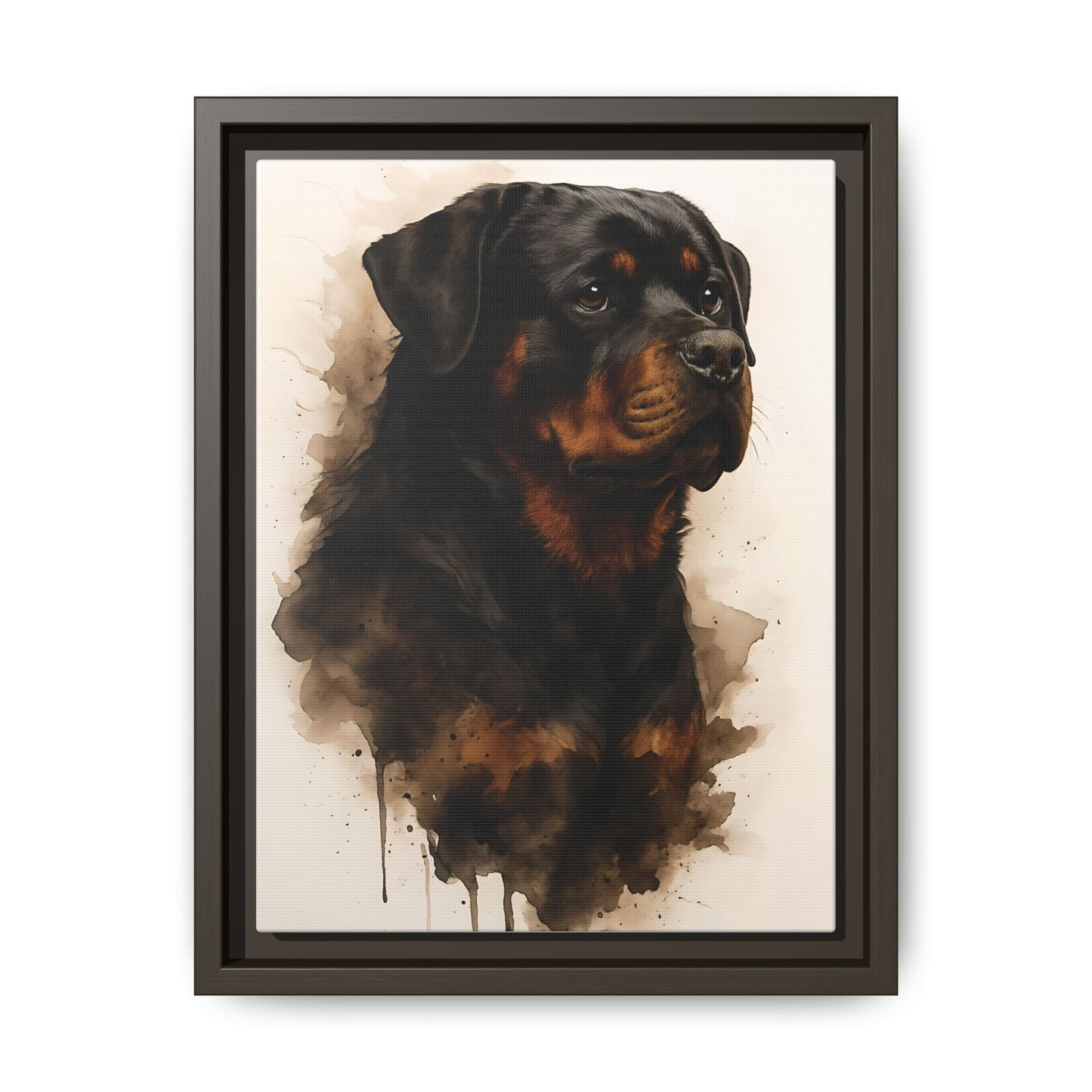 Rottweiler Portrait Wall Art - Framed Matte Canvas Print