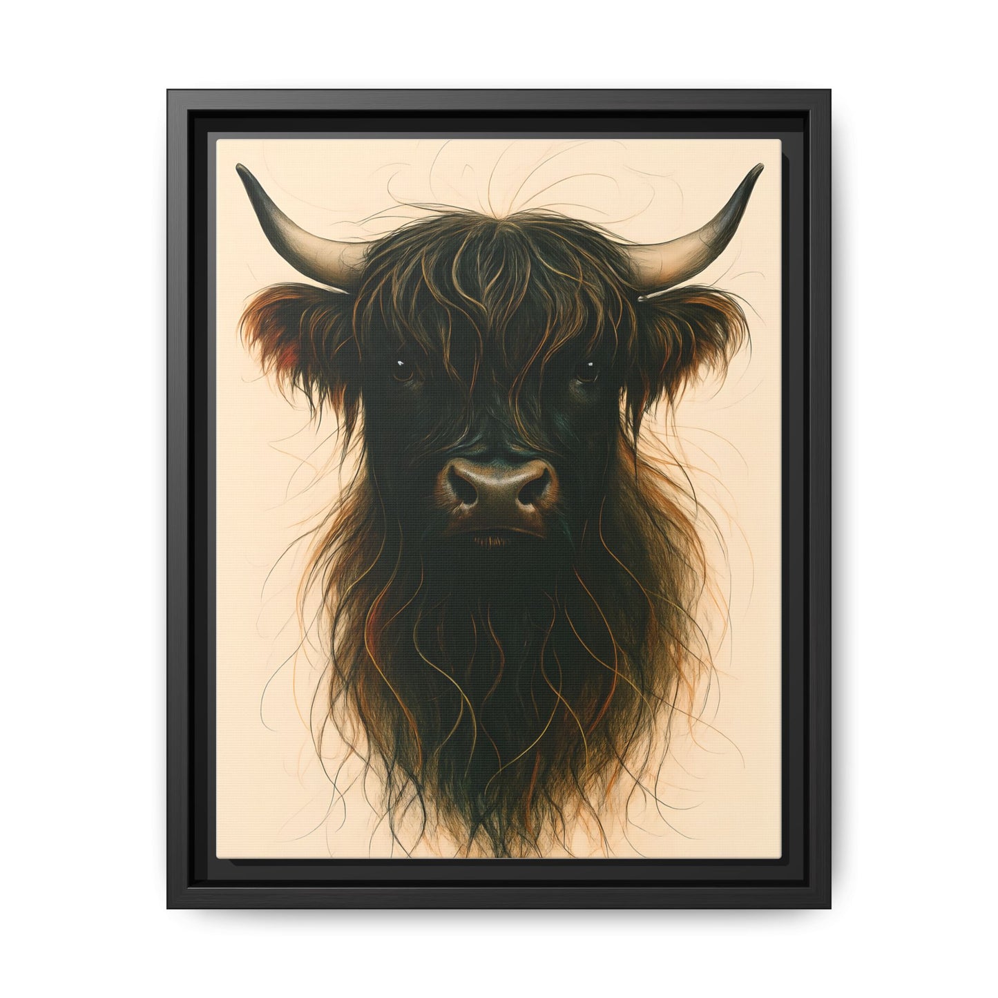 Framed Highland Cow Art Print (Black), Rustic Home Decor, Animal Wall Art, Farmhouse Style, Gift for Cow Lovers