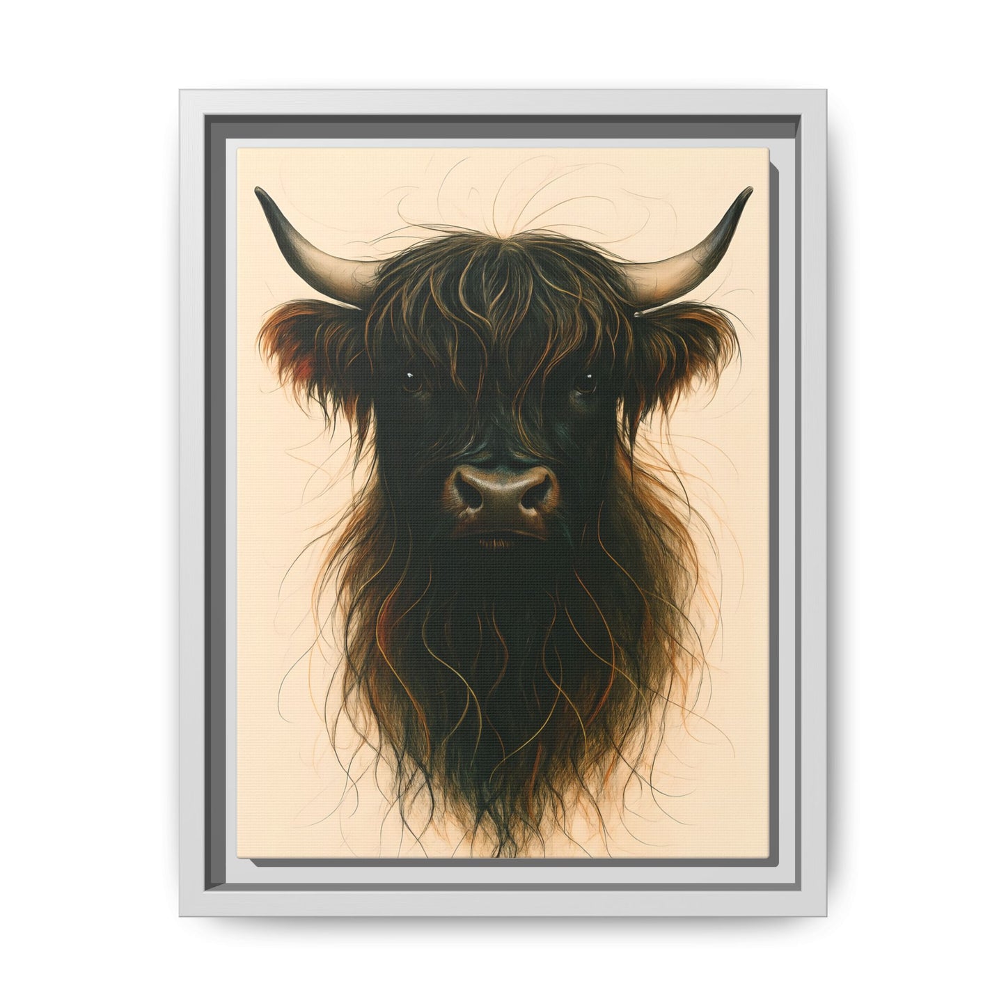 Framed Highland Cow Art Print (Black), Rustic Home Decor, Animal Wall Art, Farmhouse Style, Gift for Cow Lovers