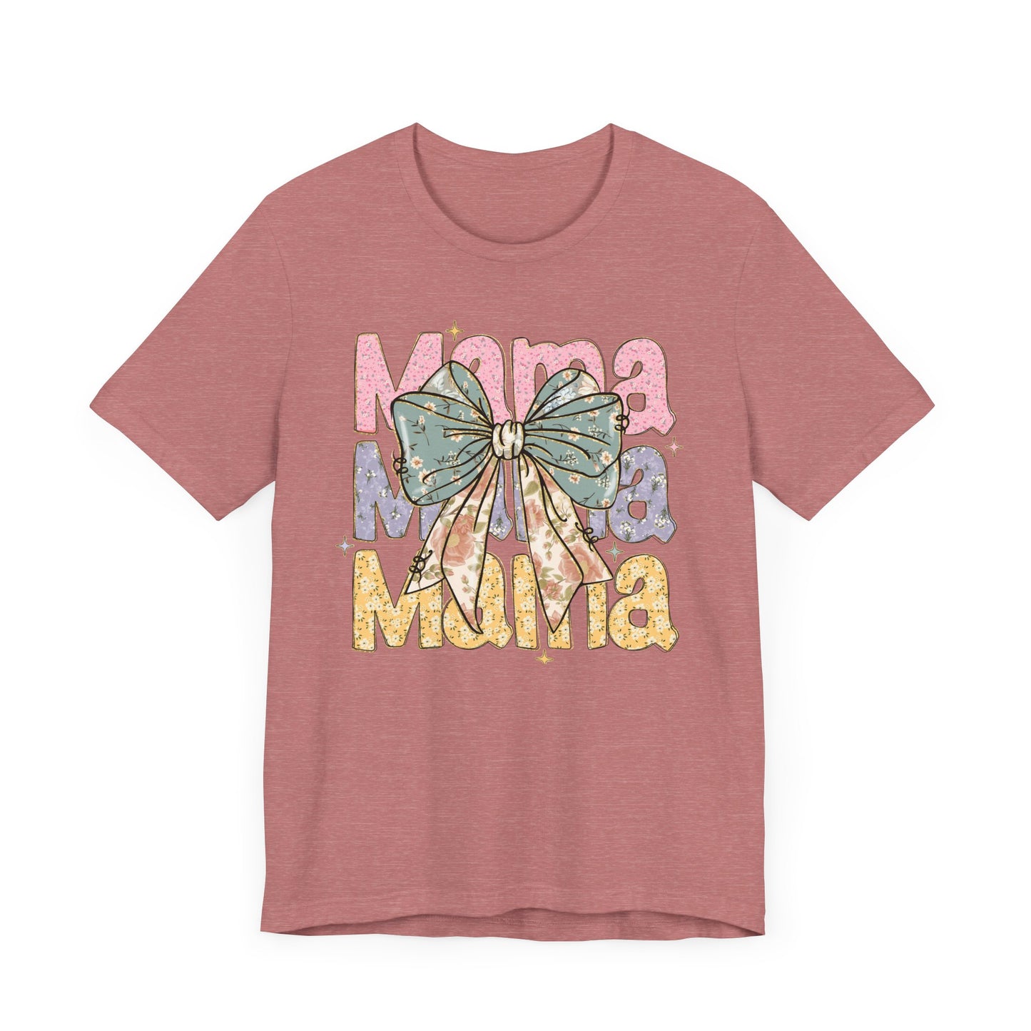 Color block Mama Tee with a Bow, Gift for Moms, Casual Summer Top, Boho Style Apparel, Unique Mother's Day Gift
