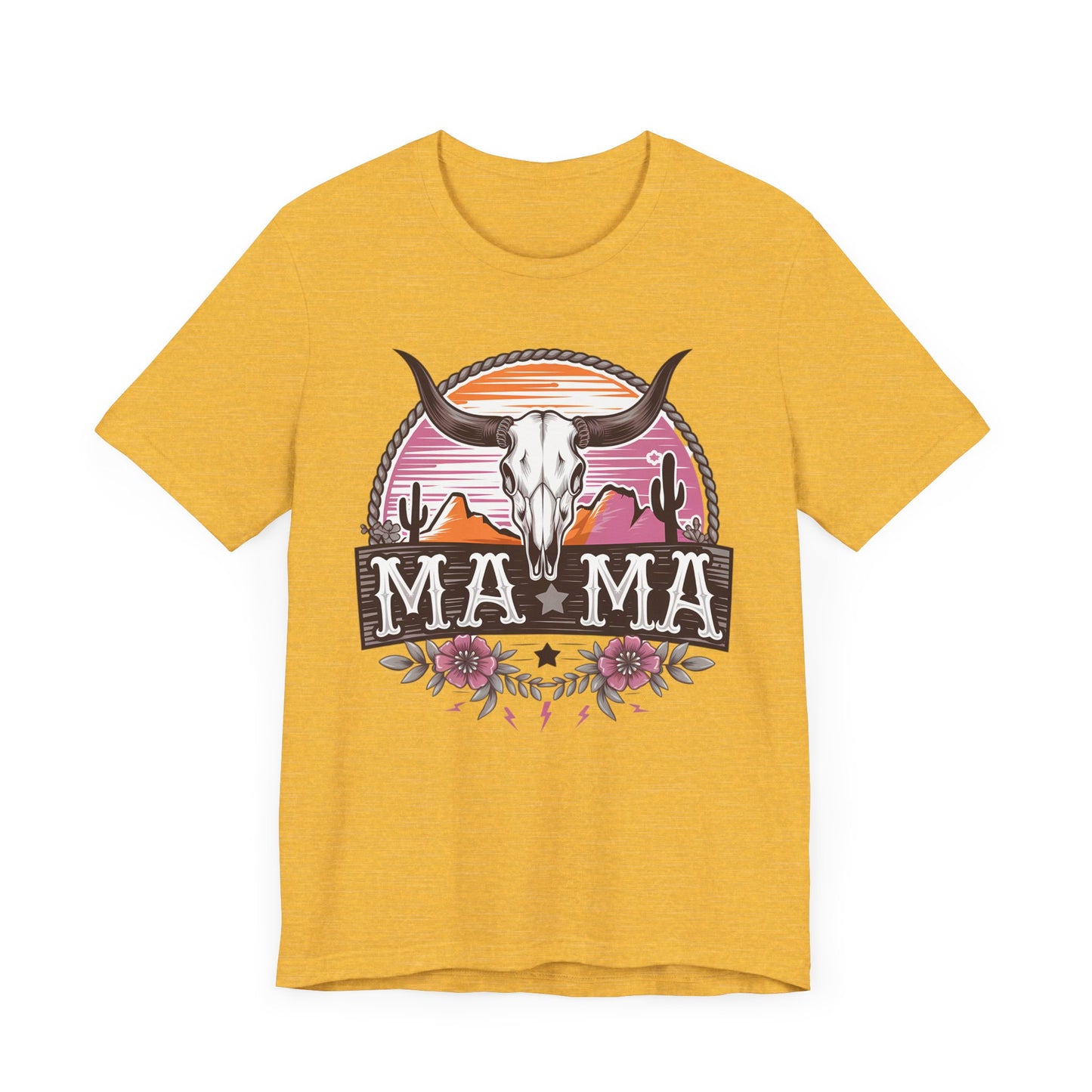 Mama Tee with Cow Skull, Gift for Moms, Casual Summer Top, Boho Style Apparel, Unique Mother's Day Gift