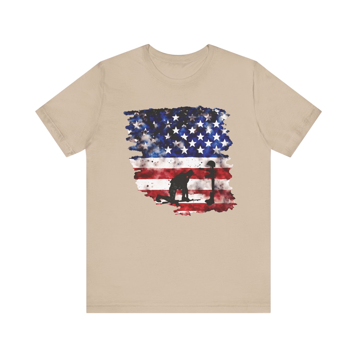 Kneeling Soldier with Flag Memorial Day Tee