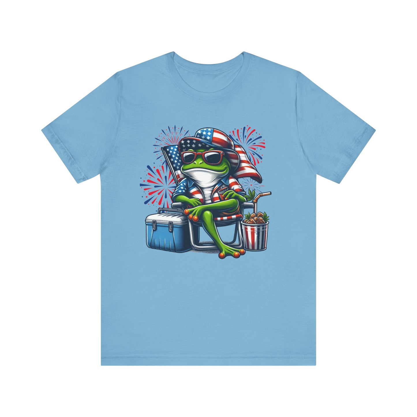 Patriotic Frog Graphic Tee, Fun Summer T-Shirt, Holiday Apparel, 4th of July Shirt