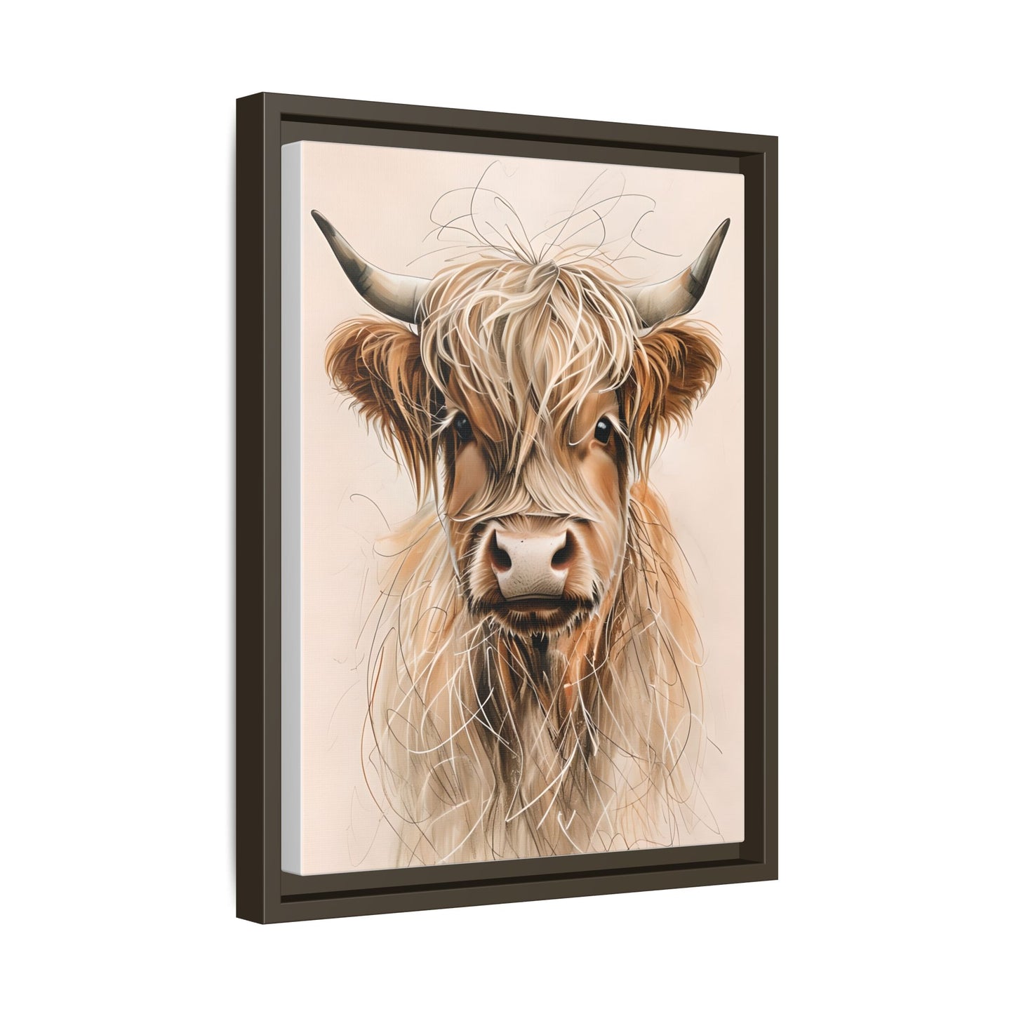Framed Highland Cow Art Print (Tan), Rustic Home Decor, Animal Wall Art, Farmhouse Style, Gift for Cow Lovers