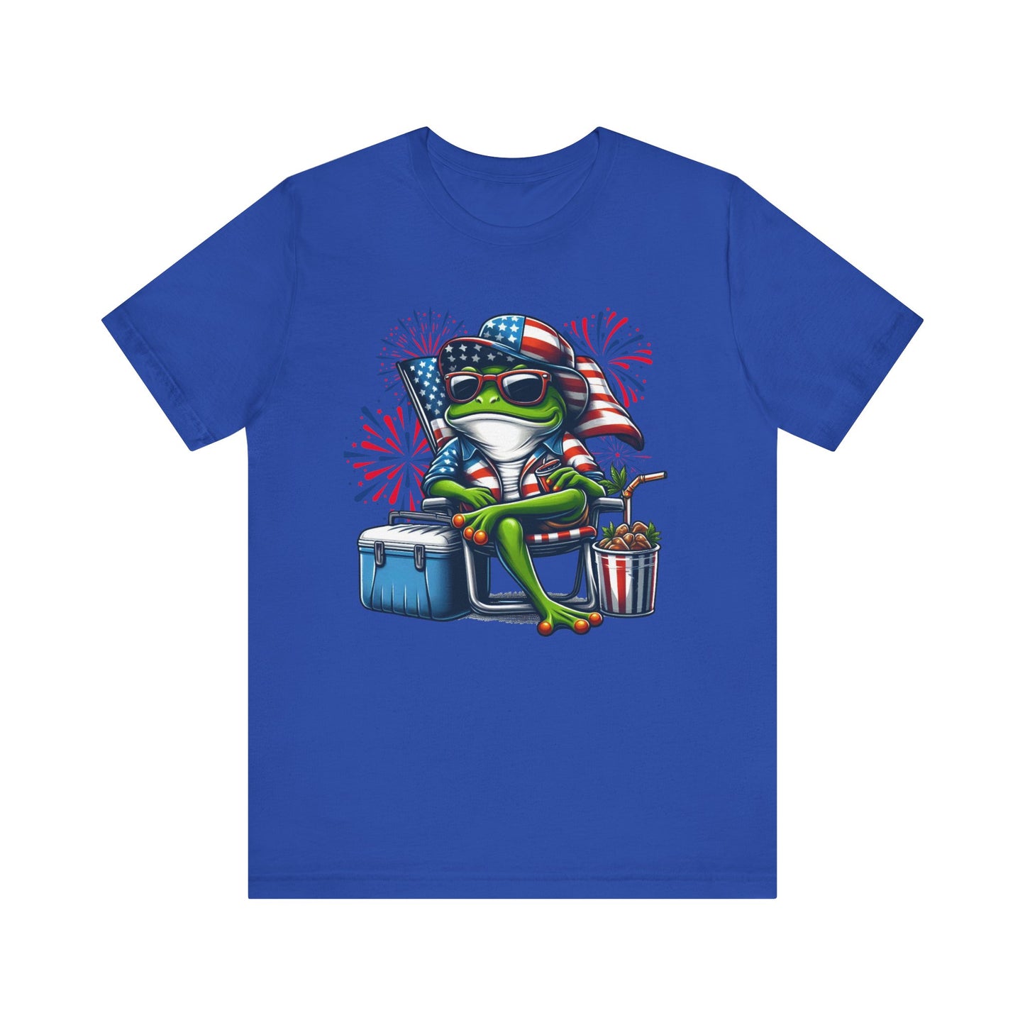 Patriotic Frog Graphic Tee, Fun Summer T-Shirt, Holiday Apparel, 4th of July Shirt