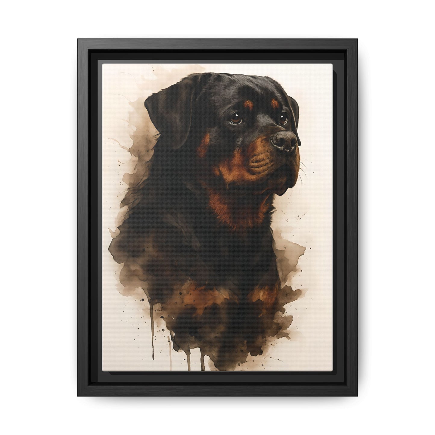 Rottweiler Portrait Wall Art - Framed Matte Canvas Print