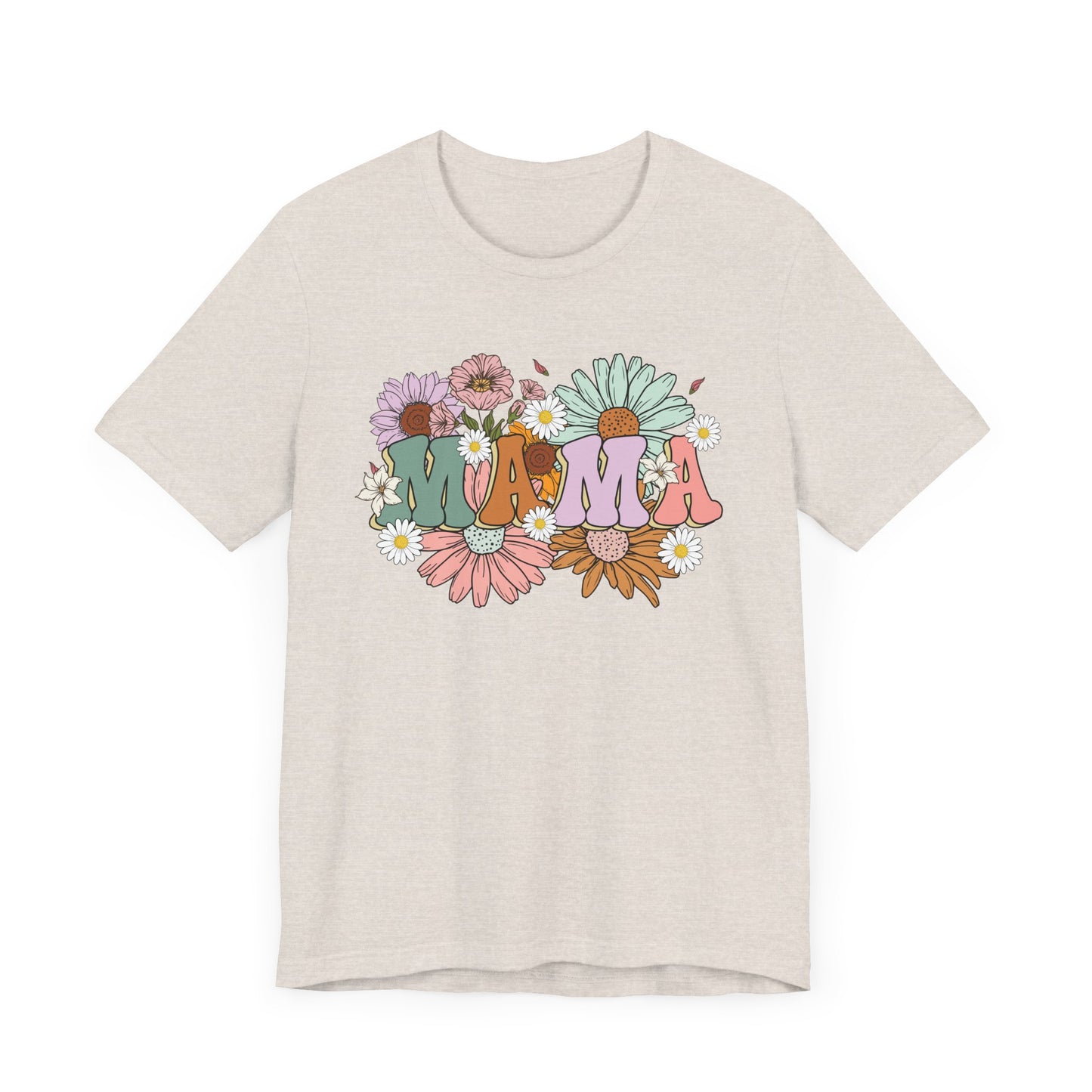 Groovy Floral Mama Tee, Gift for Moms, Casual Summer Top, Boho Style Apparel, Unique Mother's Day Gift