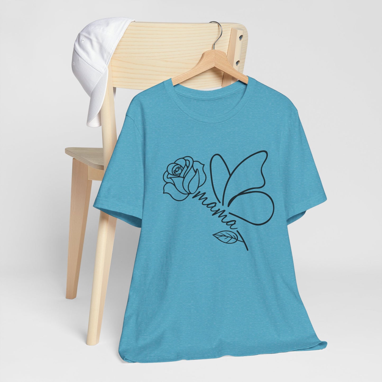 Butterfly Rose Mama Tee, Gift for Moms, Casual Summer Top, Boho Style Apparel, Unique Mother's Day Gift