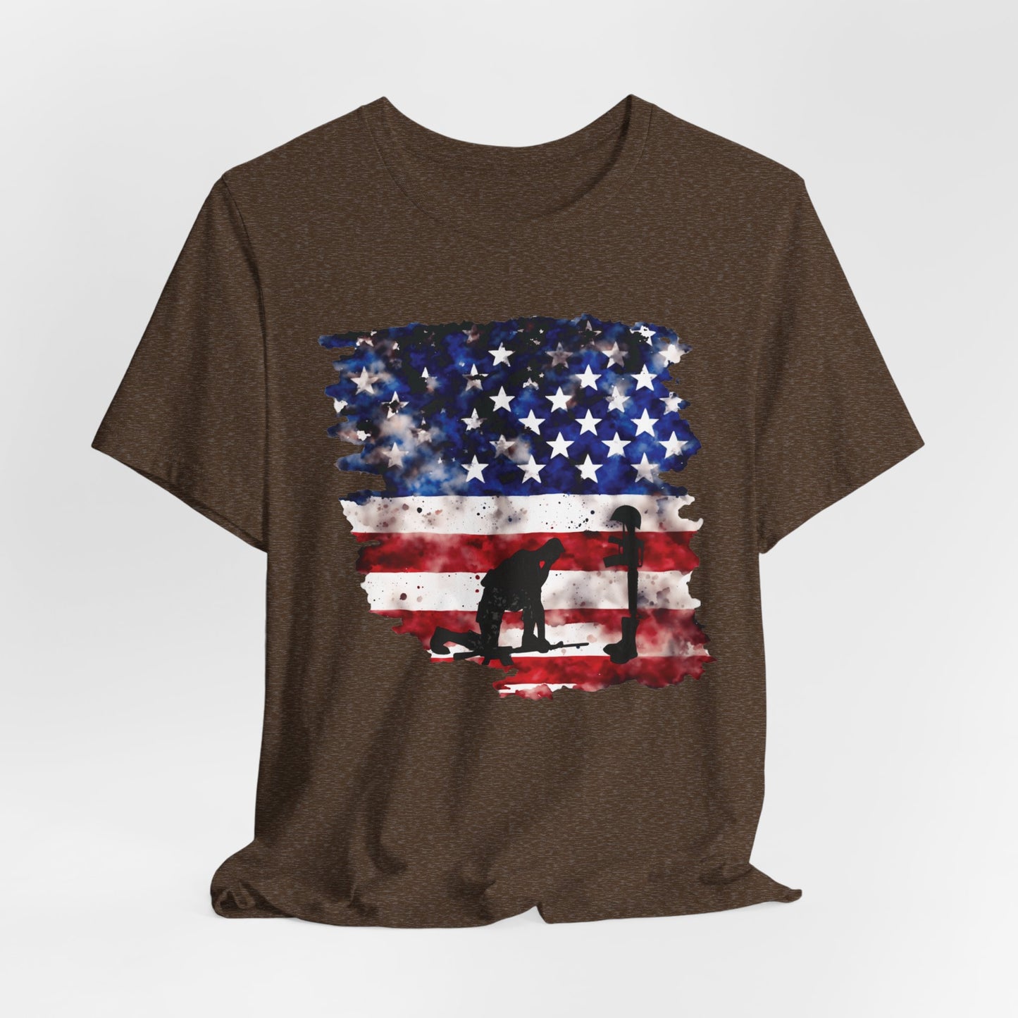 Kneeling Soldier with Flag Memorial Day Tee