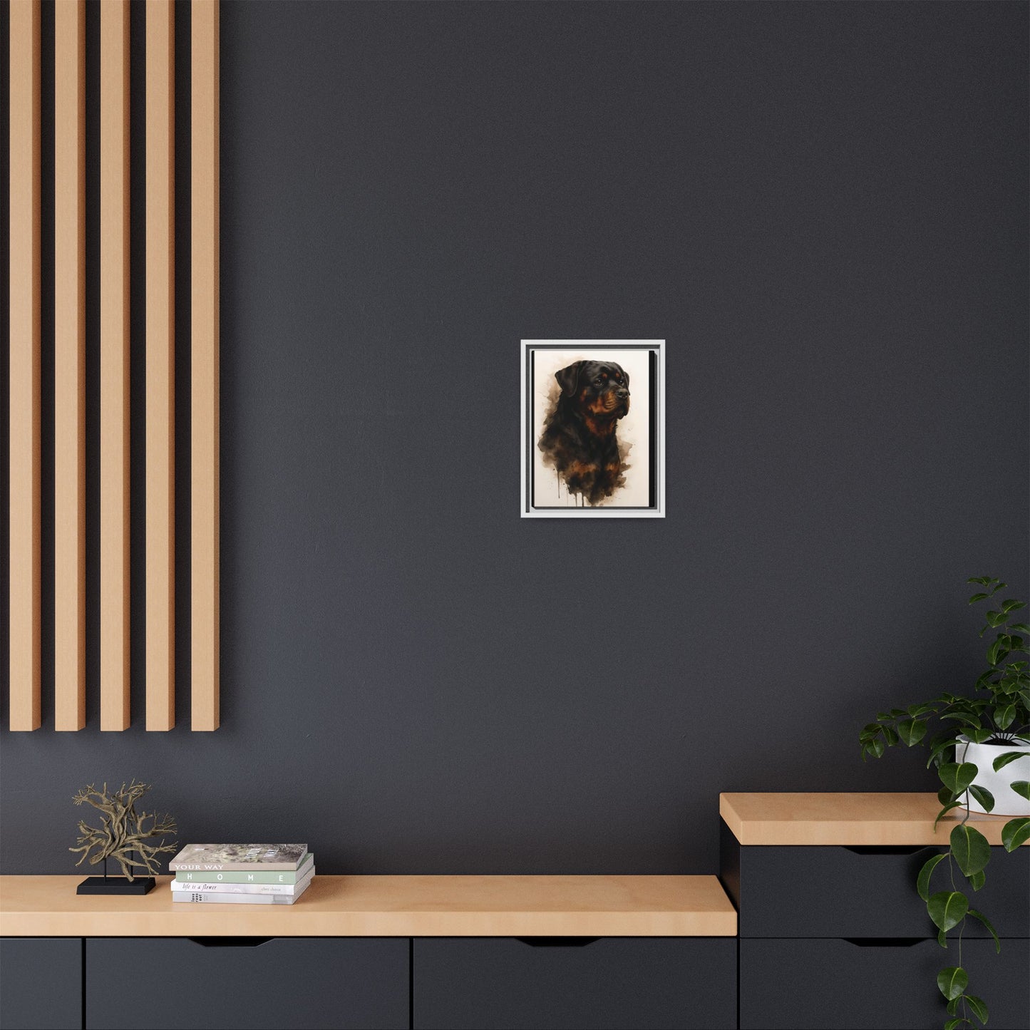 Rottweiler Portrait Wall Art - Framed Matte Canvas Print