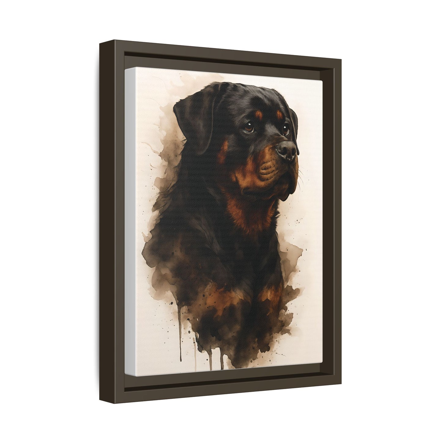 Rottweiler Portrait Wall Art - Framed Matte Canvas Print