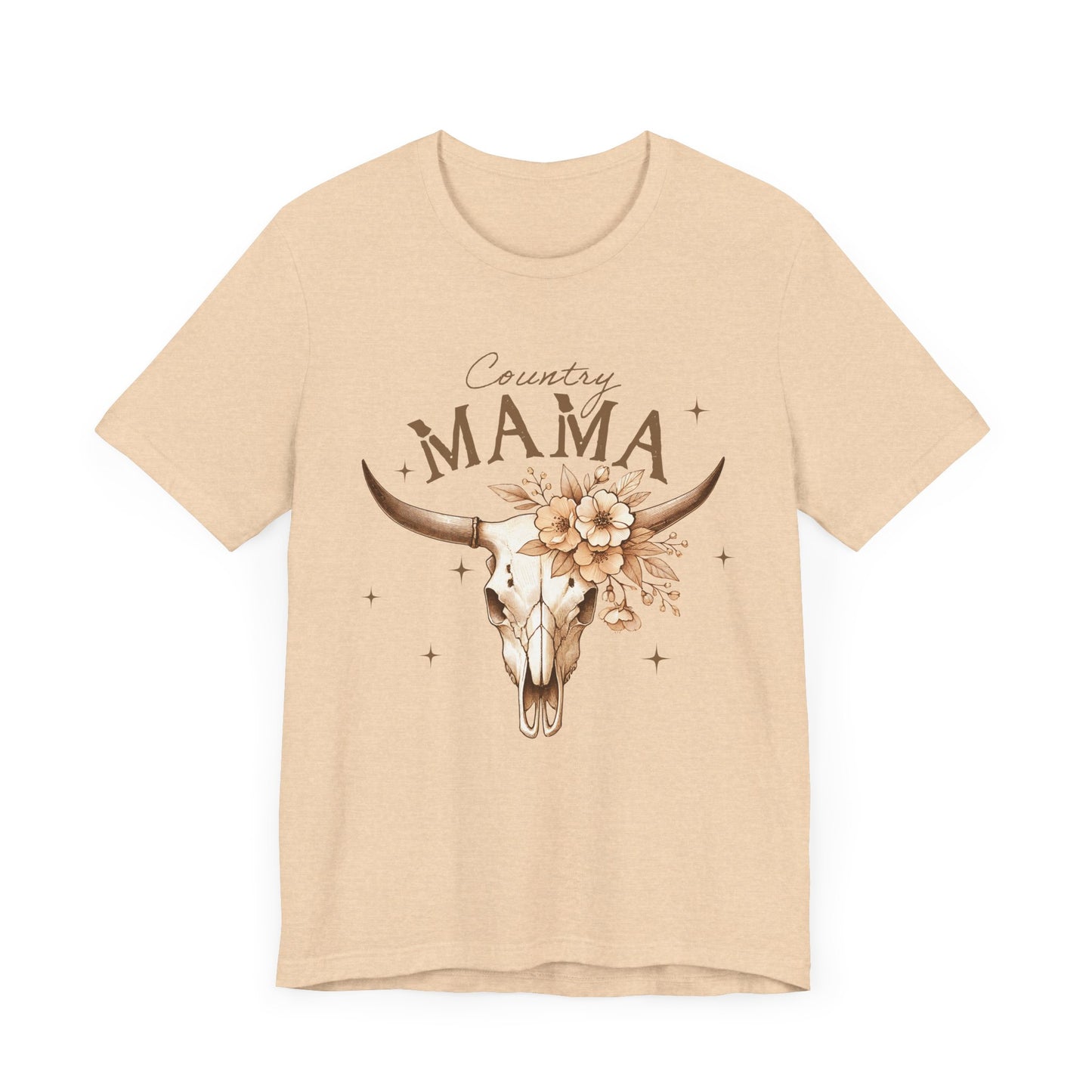 Country Mama Tee, Unisex Short Sleeve Shirt for Moms, Floral Skull Graphic Tee, Gift for Mother's Day, Western Style