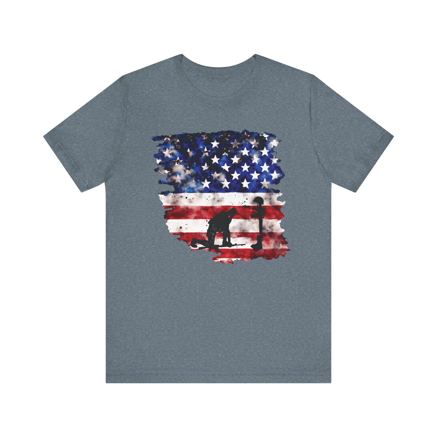 Kneeling Soldier with Flag Memorial Day Tee