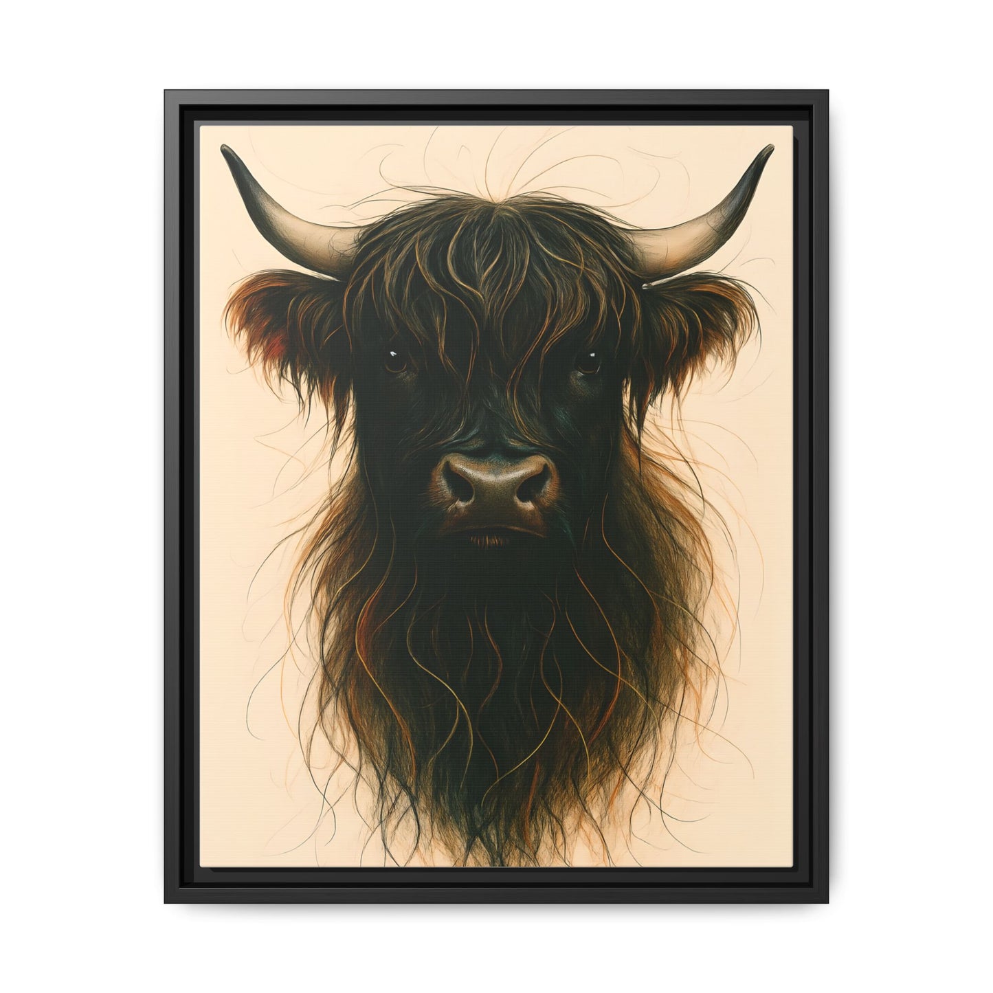 Framed Highland Cow Art Print (Black), Rustic Home Decor, Animal Wall Art, Farmhouse Style, Gift for Cow Lovers