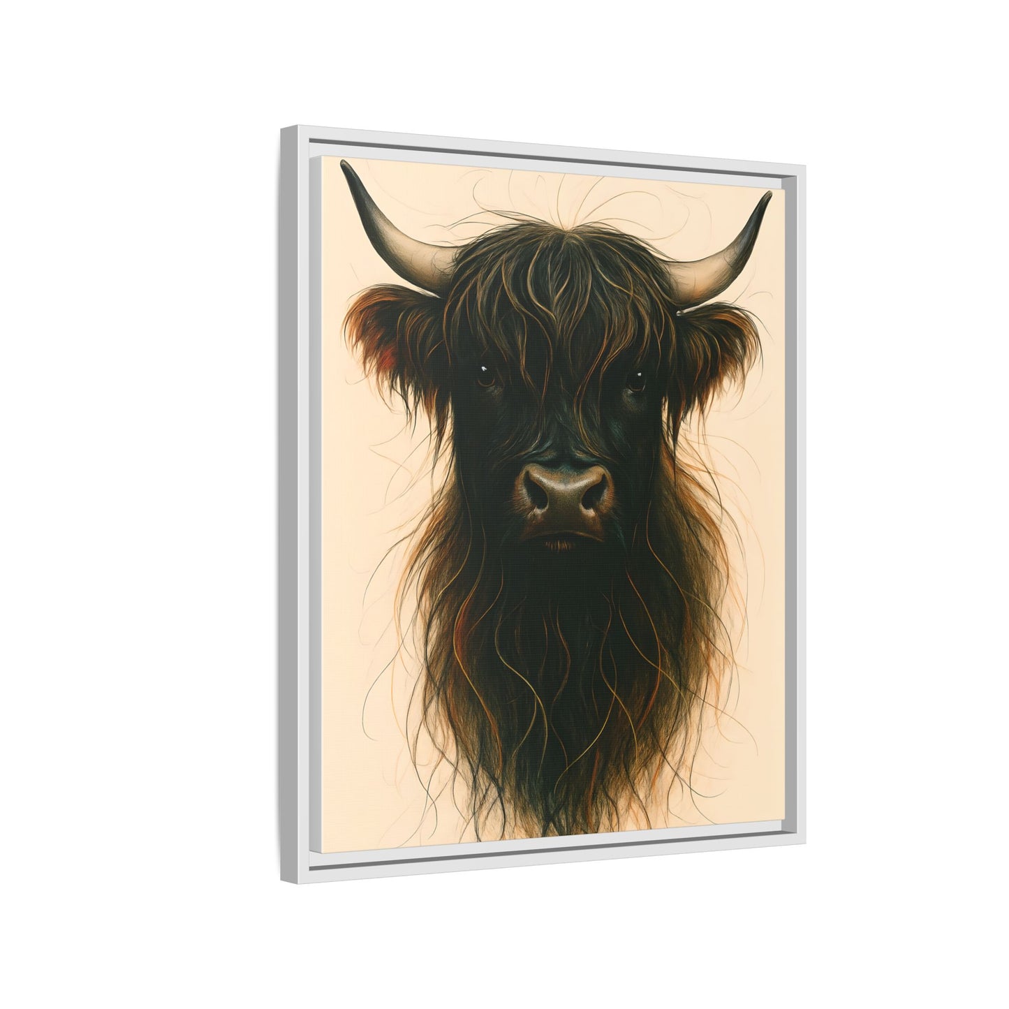 Framed Highland Cow Art Print (Black), Rustic Home Decor, Animal Wall Art, Farmhouse Style, Gift for Cow Lovers