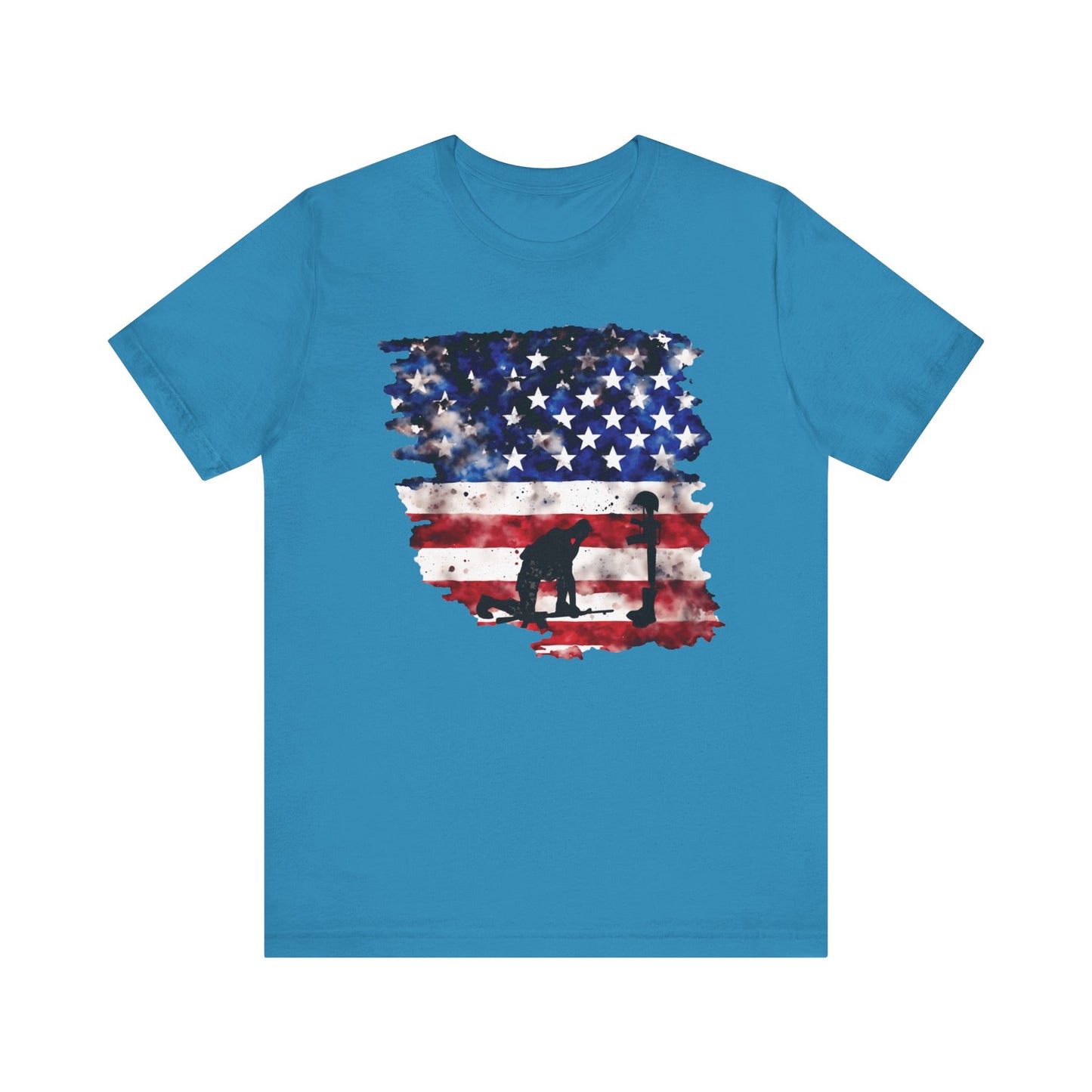 Kneeling Soldier with Flag Memorial Day Tee