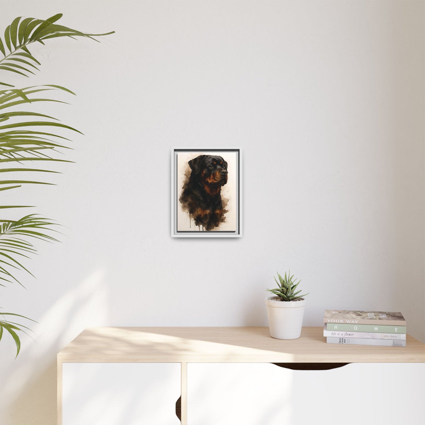 Rottweiler Portrait Wall Art - Framed Matte Canvas Print