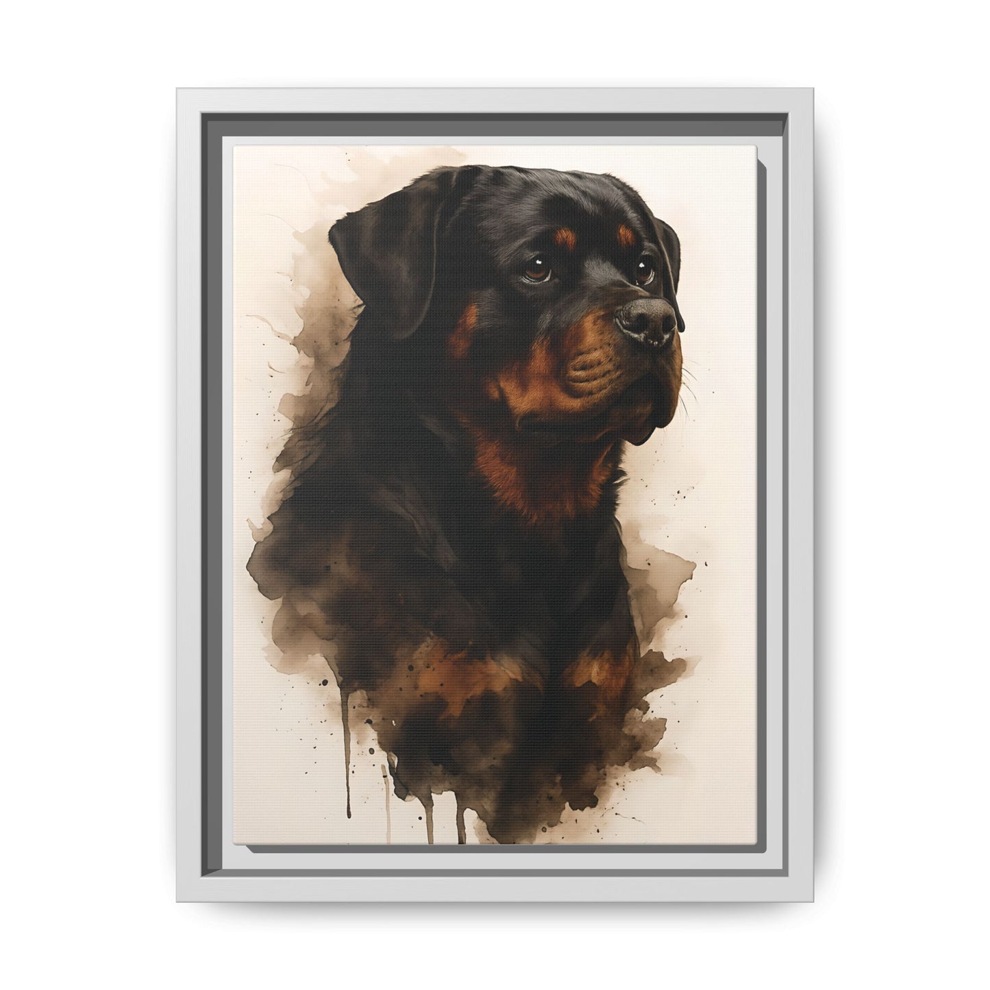 Rottweiler Portrait Wall Art - Framed Matte Canvas Print