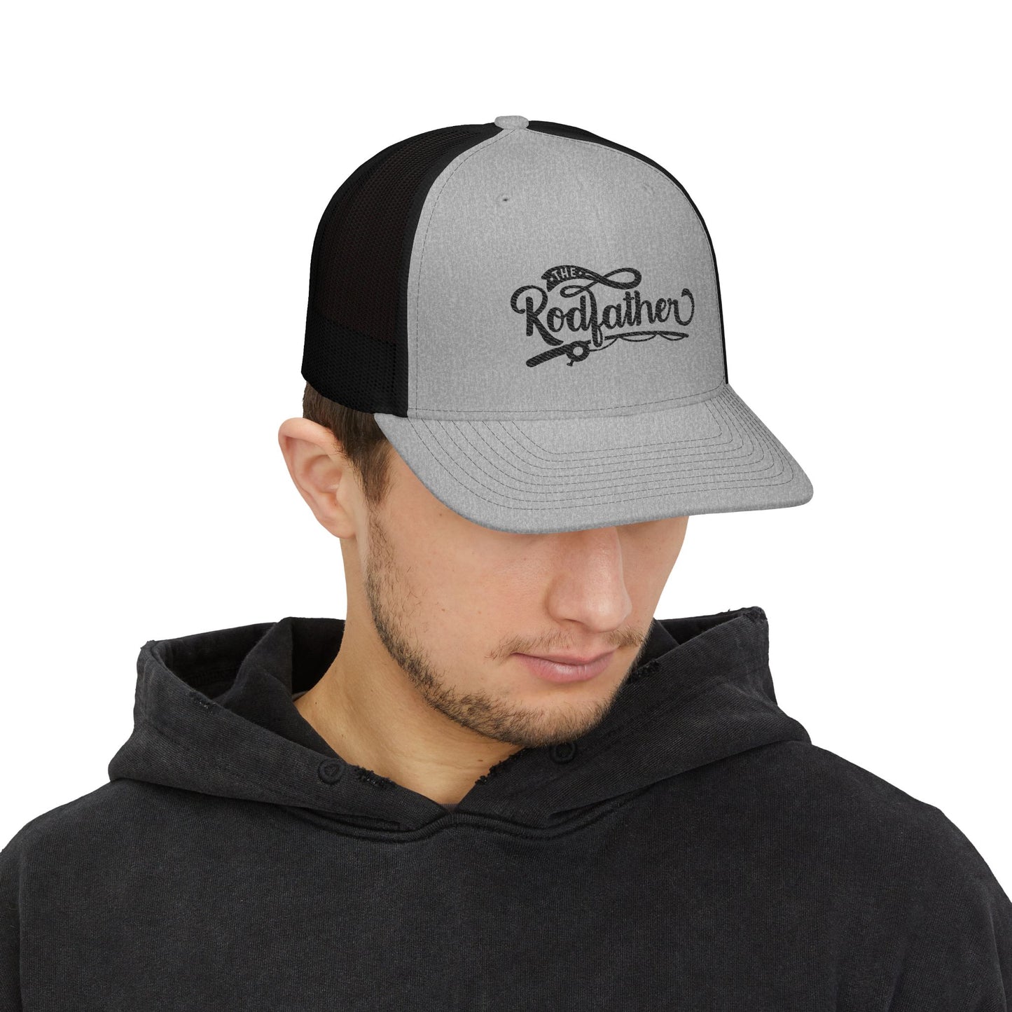 The Rodfather Snapback Trucker Cap, Perfect for Fishing Lovers, Father's Day Gift, Casual Wear, Outdoor Activities, Unique Embroidery