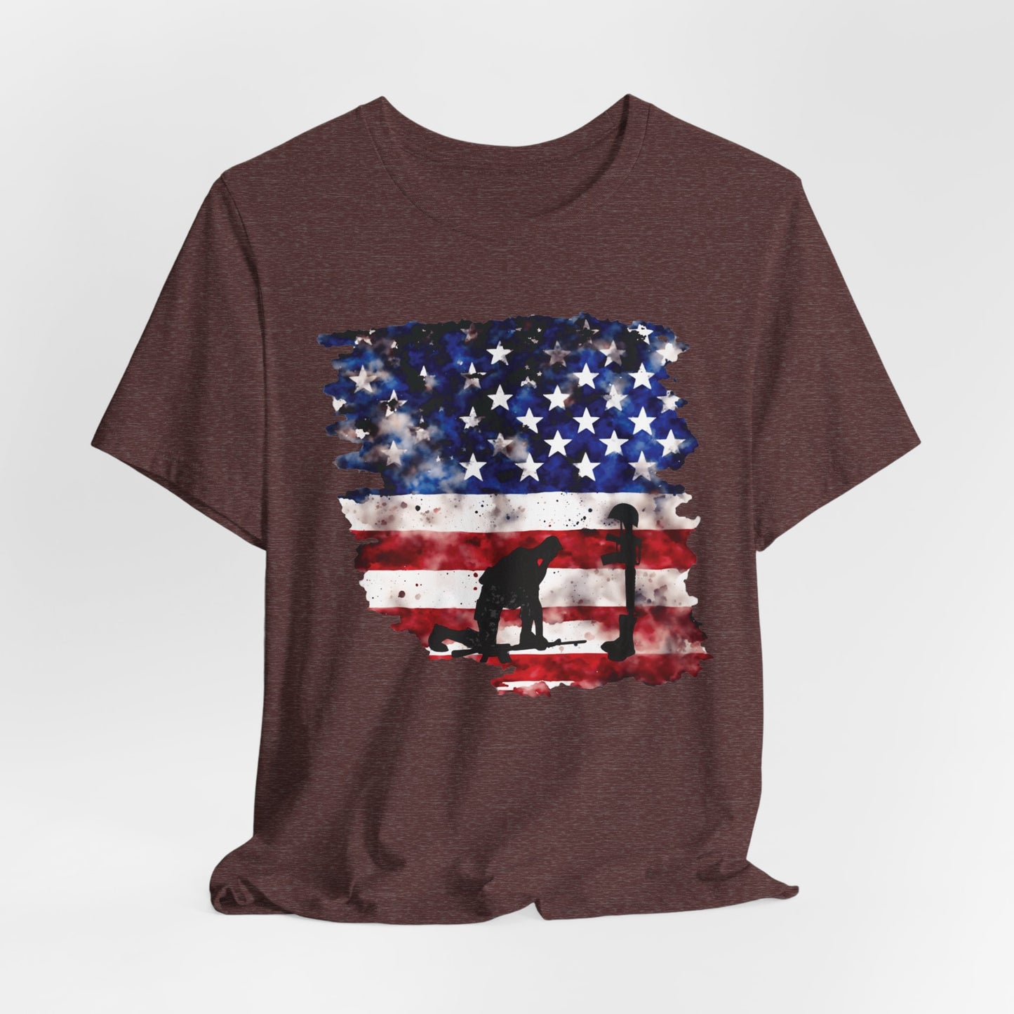 Kneeling Soldier with Flag Memorial Day Tee