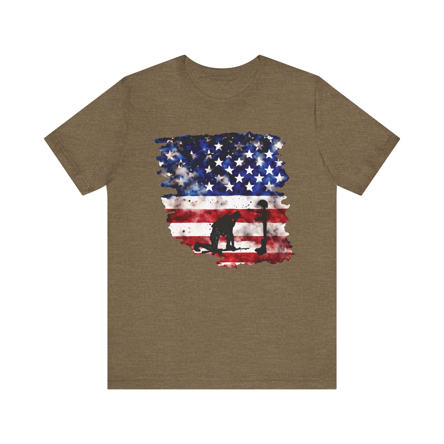 Kneeling Soldier with Flag Memorial Day Tee