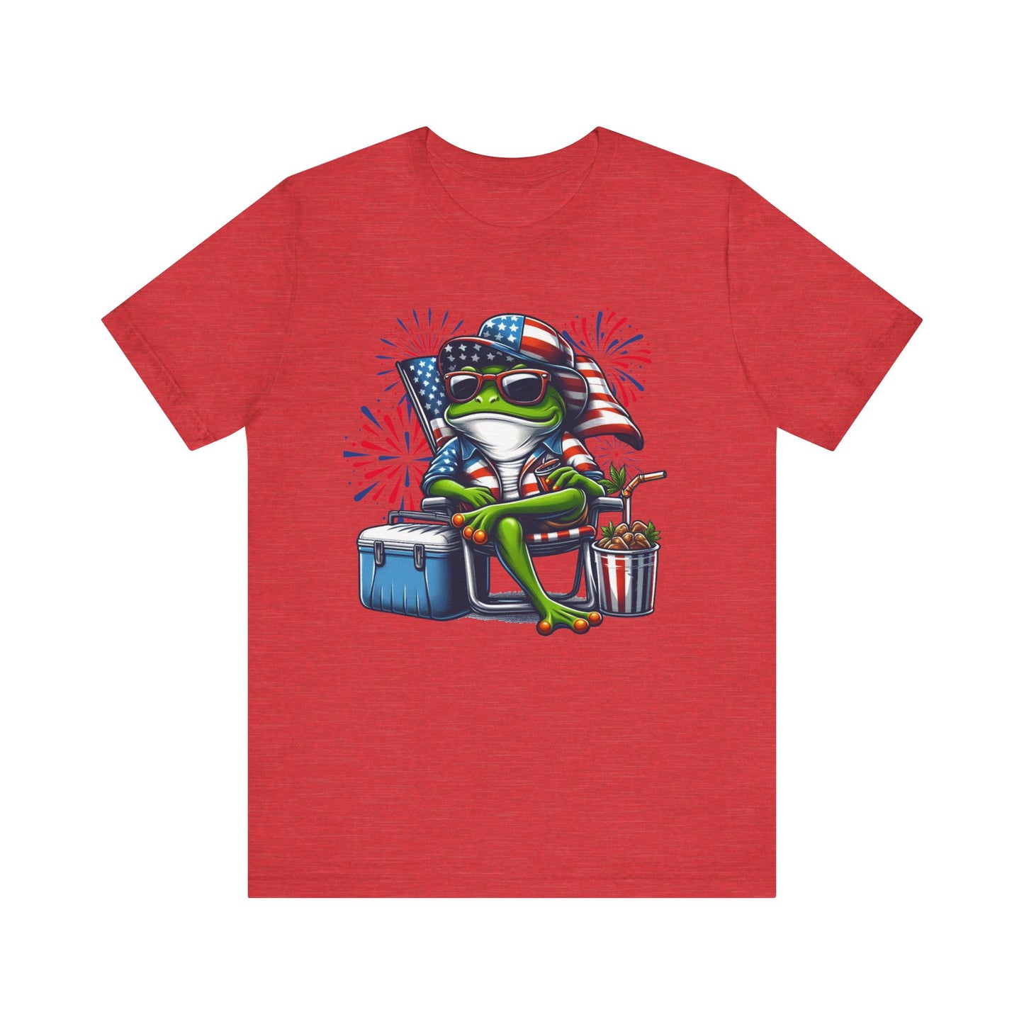 Patriotic Frog Graphic Tee, Fun Summer T-Shirt, Holiday Apparel, 4th of July Shirt