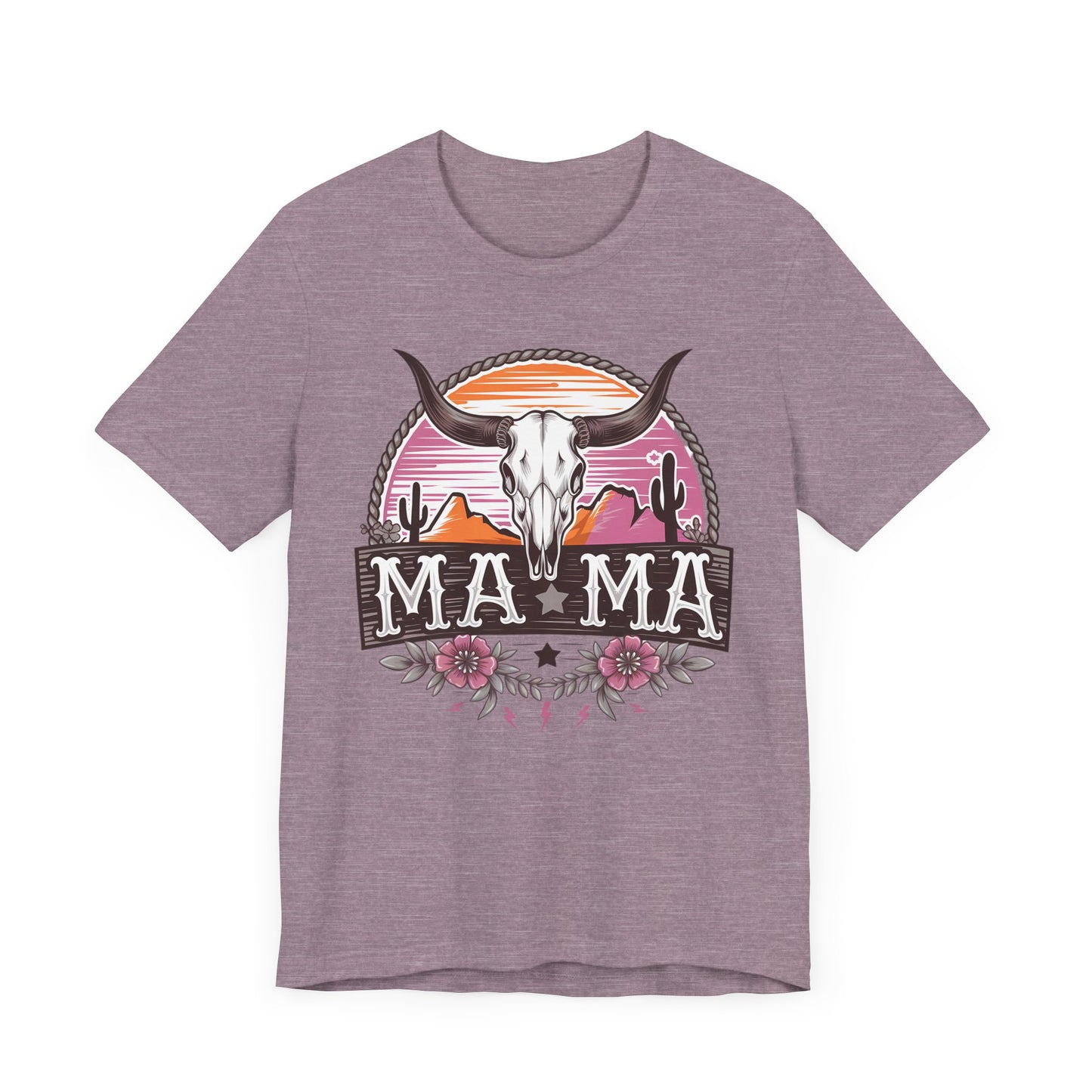 Mama Tee with Cow Skull, Gift for Moms, Casual Summer Top, Boho Style Apparel, Unique Mother's Day Gift