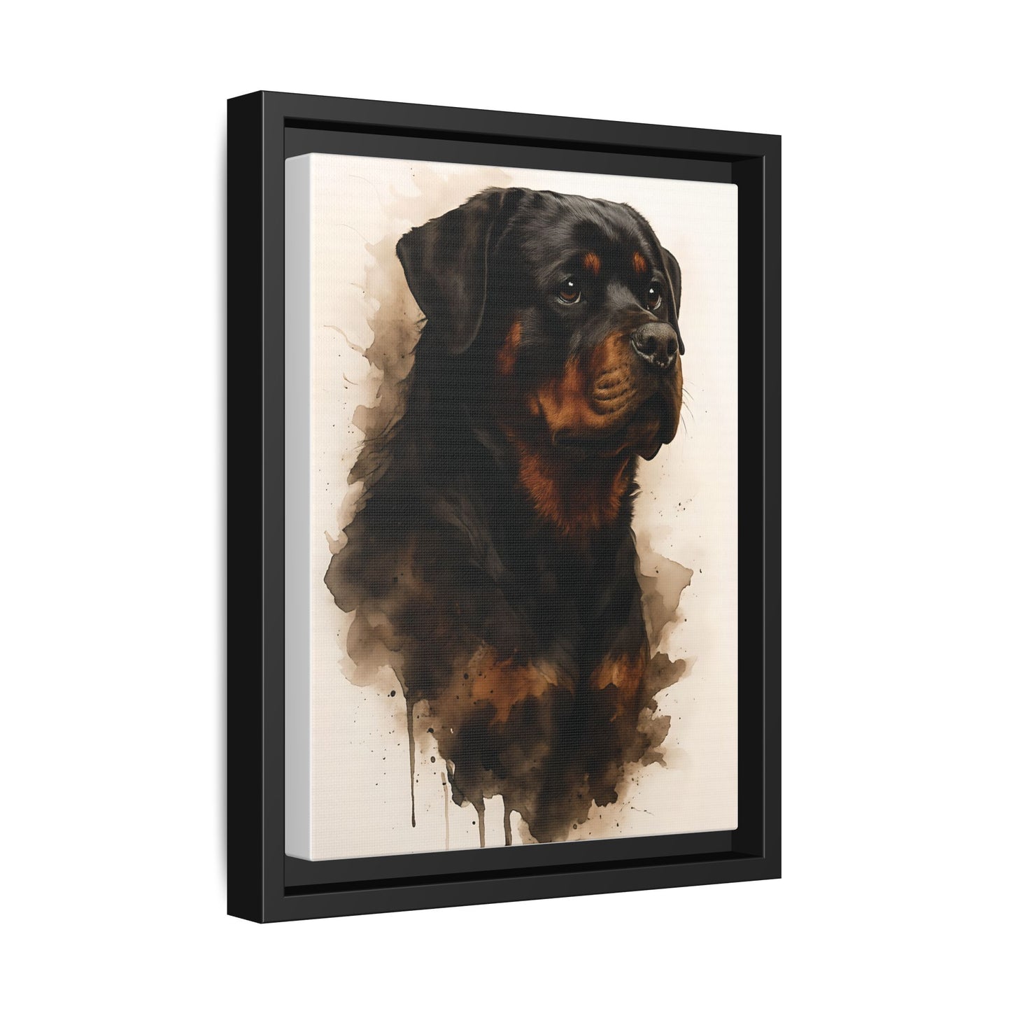 Rottweiler Portrait Wall Art - Framed Matte Canvas Print