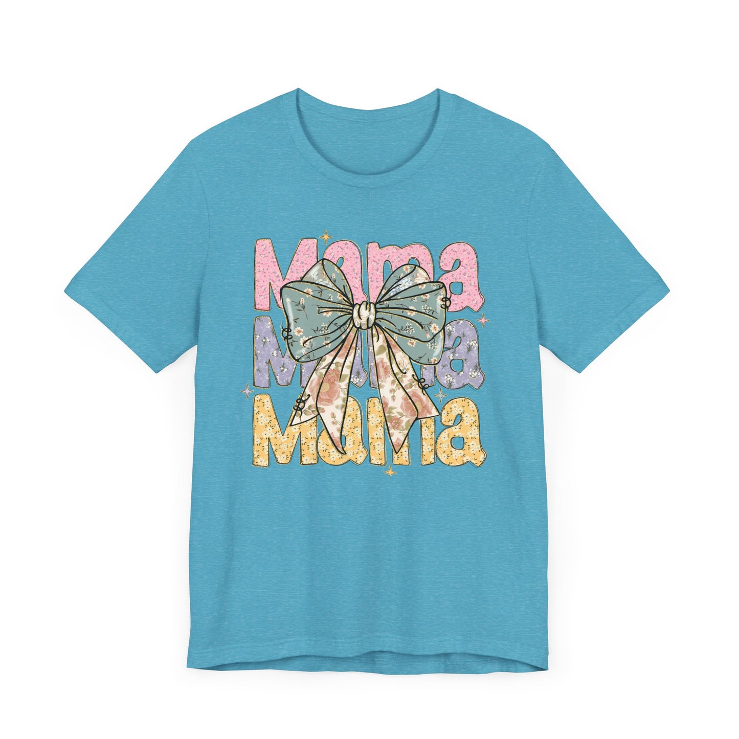 Color block Mama Tee with a Bow, Gift for Moms, Casual Summer Top, Boho Style Apparel, Unique Mother's Day Gift