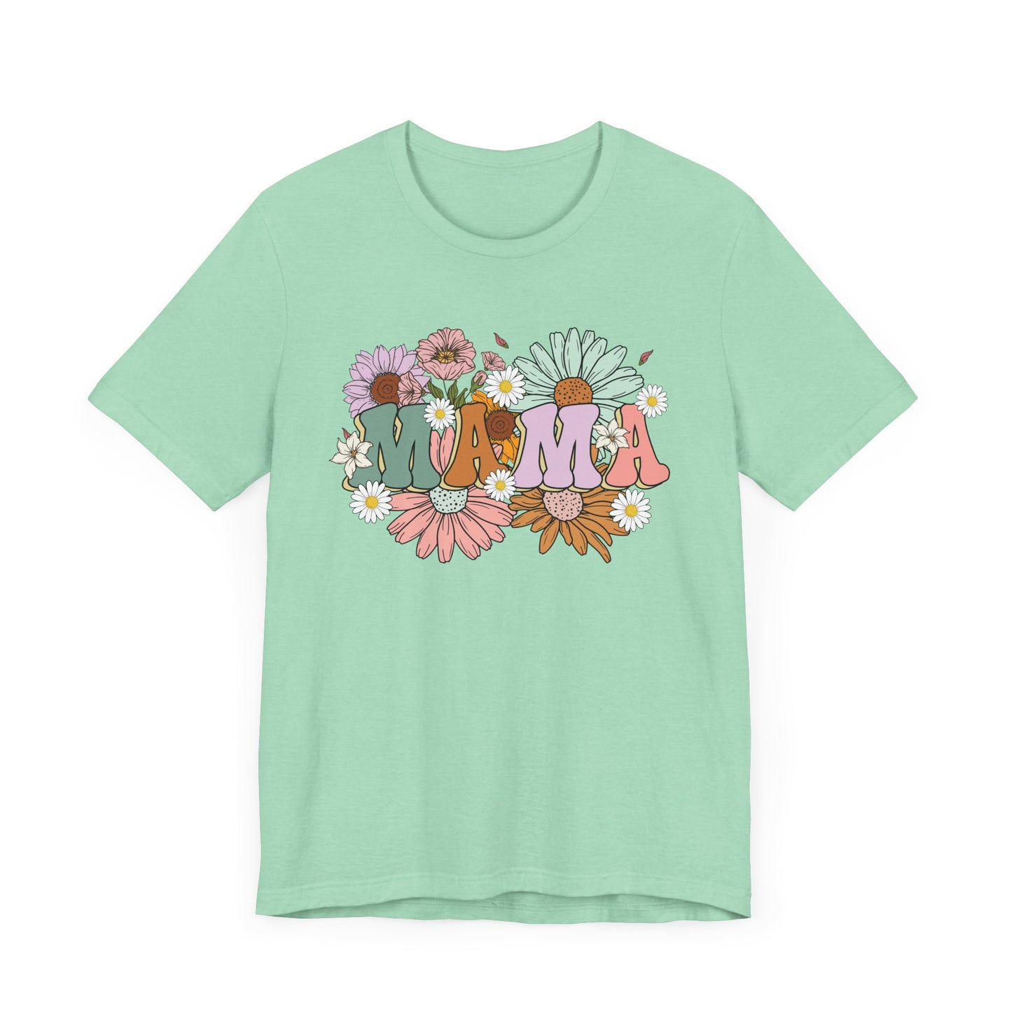 Groovy Floral Mama Tee, Gift for Moms, Casual Summer Top, Boho Style Apparel, Unique Mother's Day Gift