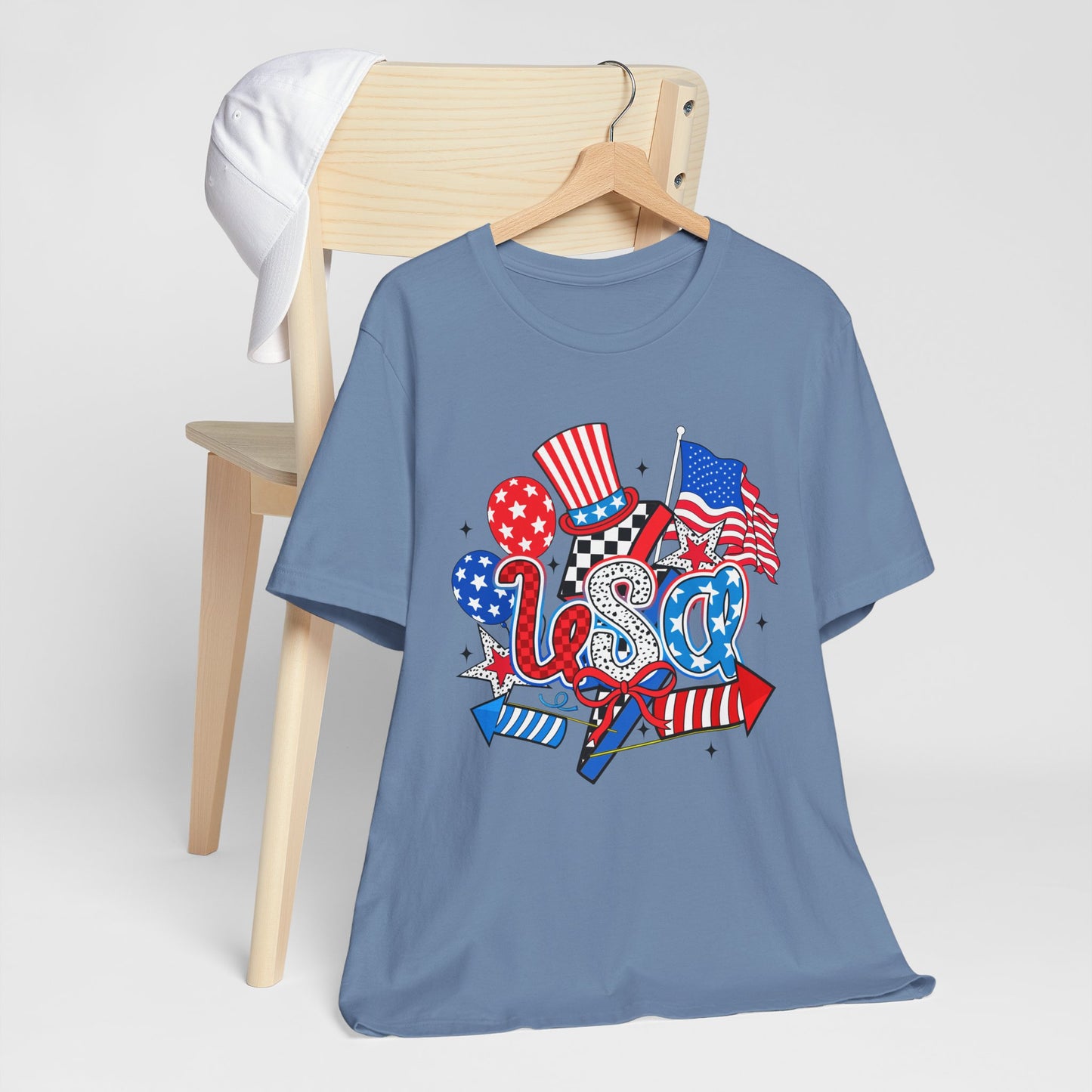 USA Firecracker Patriotic Graphic Tee, Fun Summer T-Shirt, Holiday Apparel, 4th of July Shirt